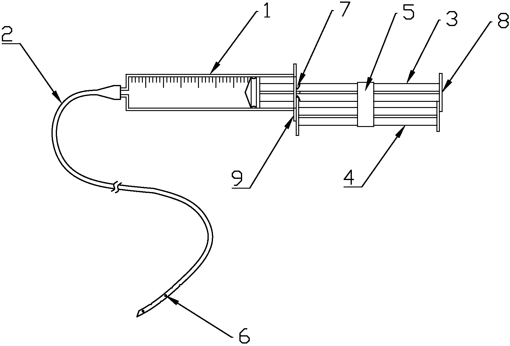 Injection type negative pressure drainage device