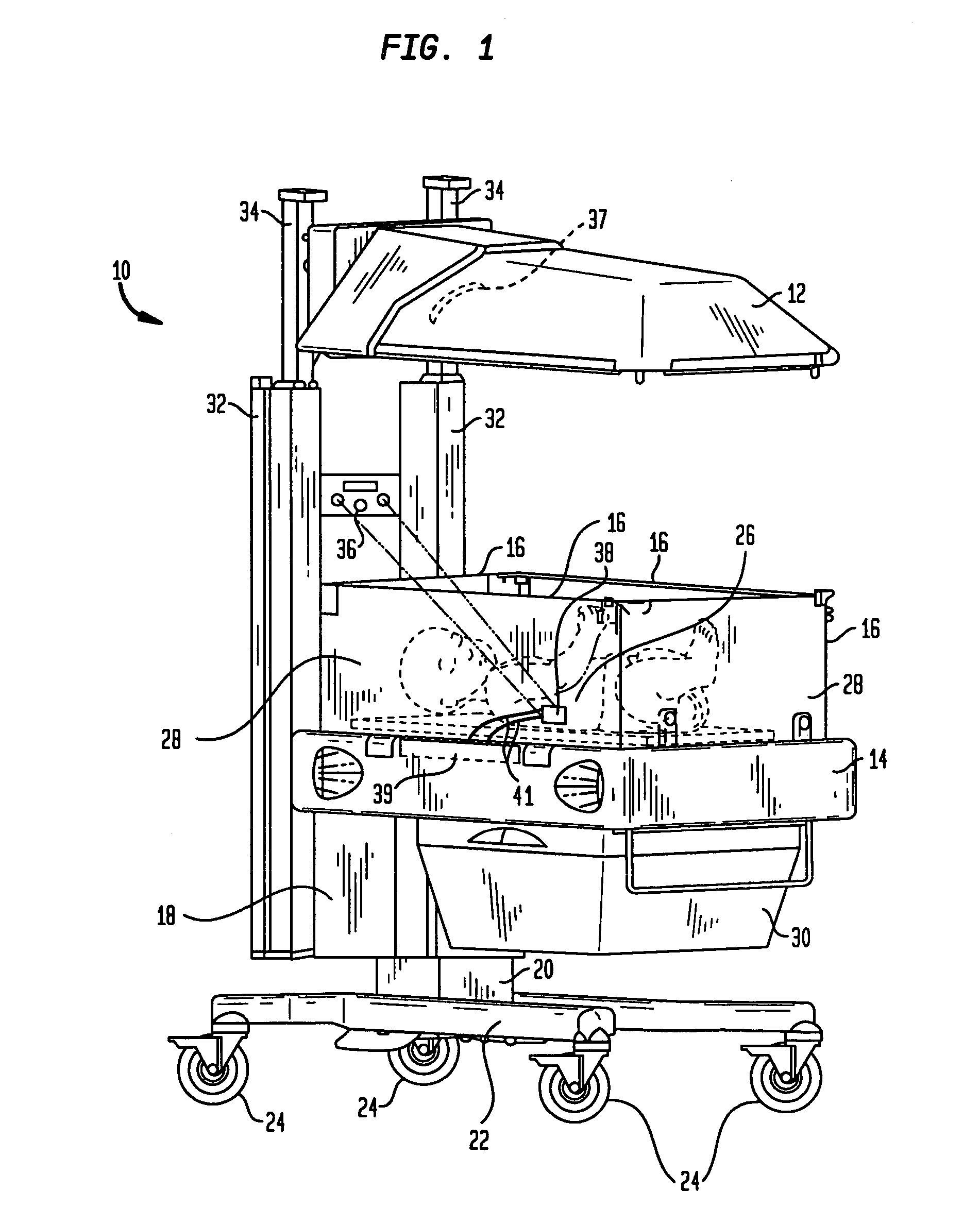 Telemetry sensing system for infant care apparatus