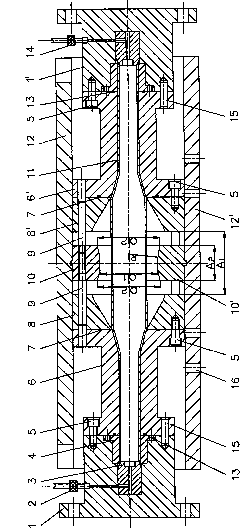 Semi-sliding hydraulic bulging technology of automobile axle housing part and die thereof