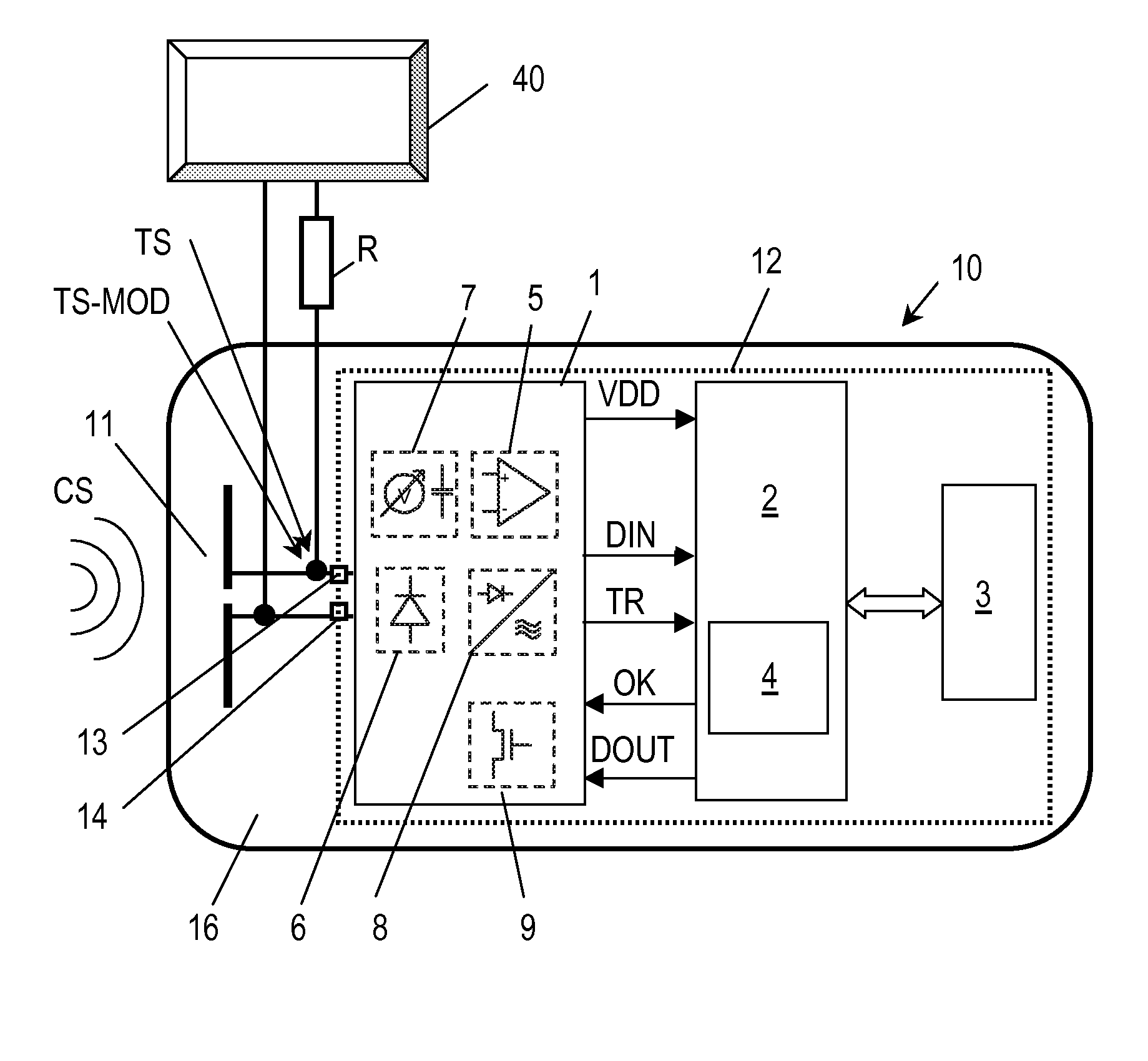 Circuit and data carrier with radio frequency interface