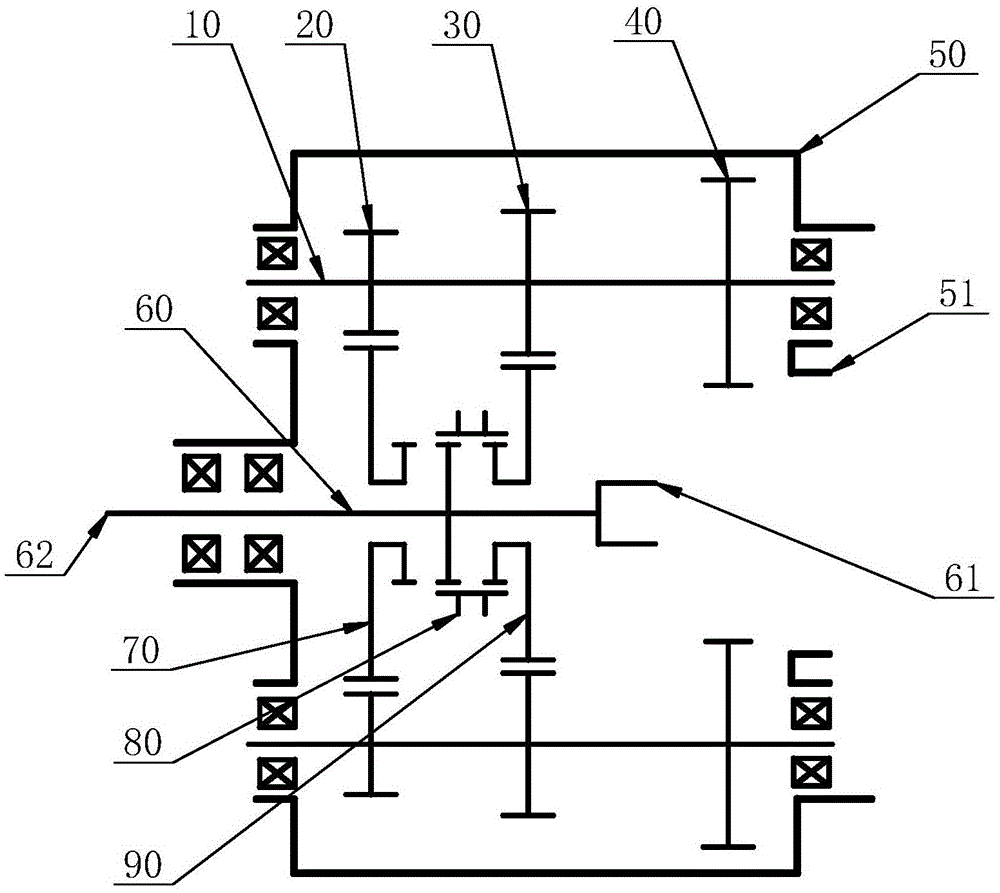 Double-way input hybrid power transmission