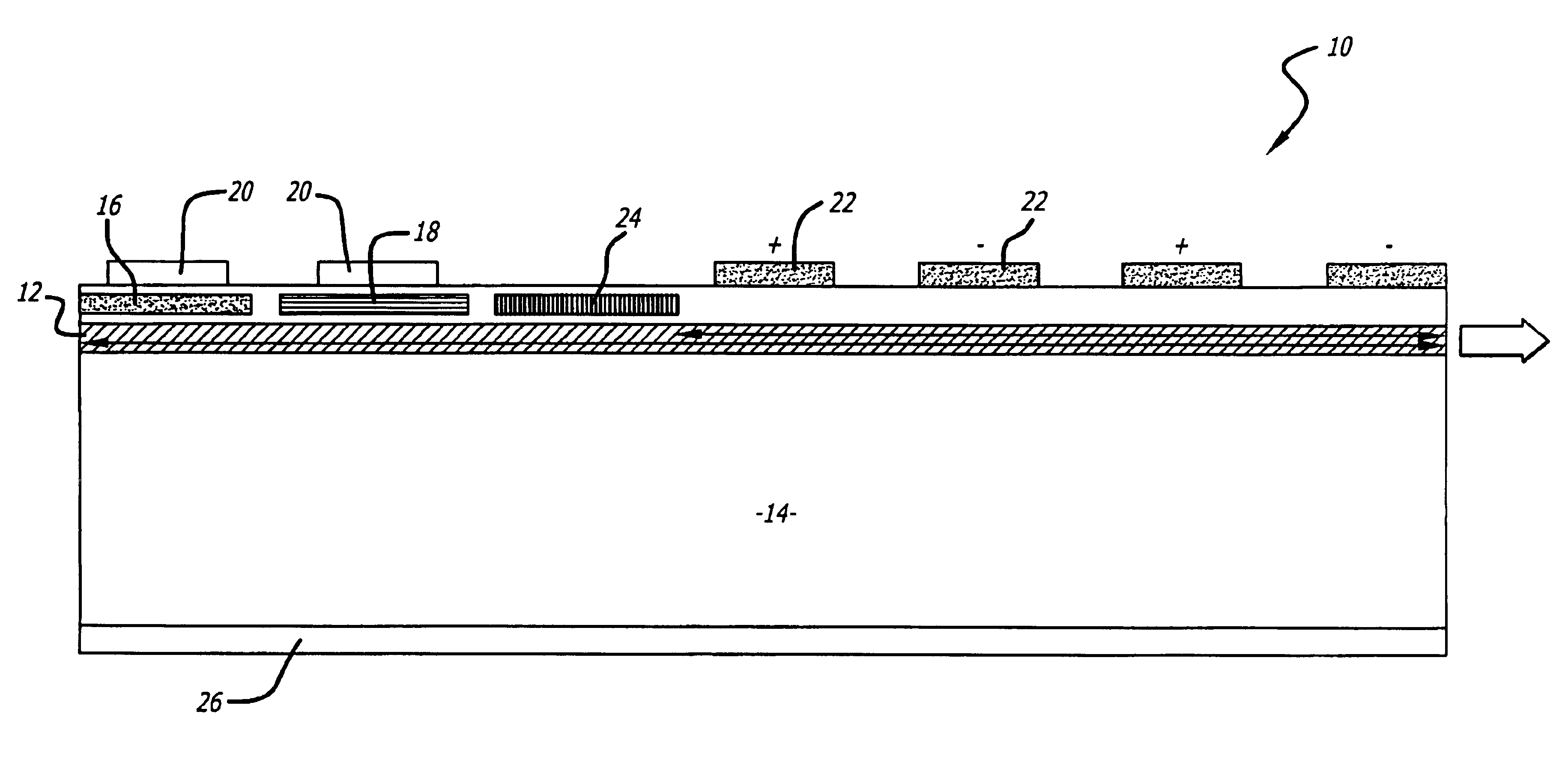 Laser diode with a spatially varying electrostatic field frequency converter