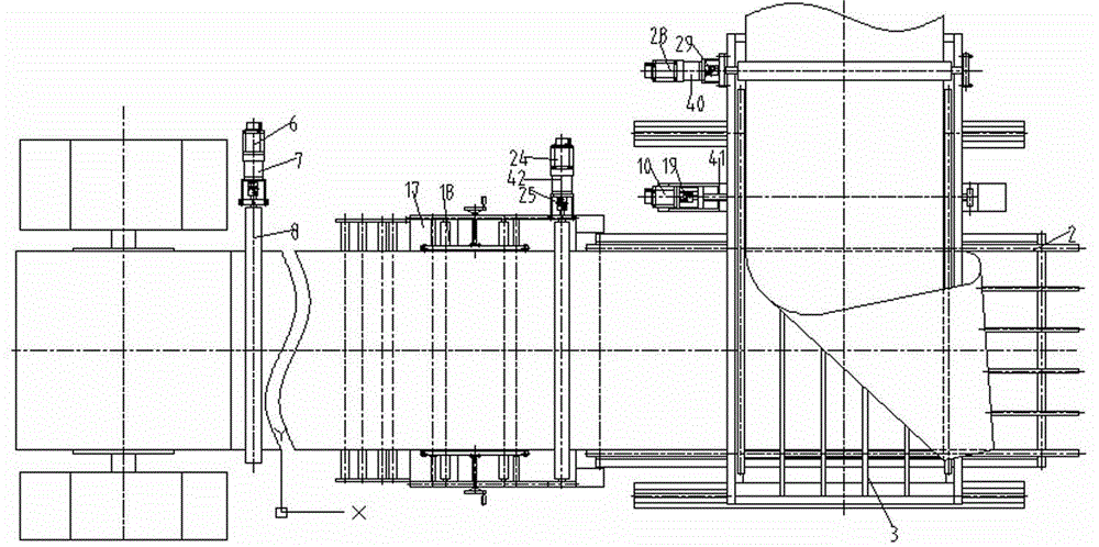 Method and device for synchronously supplying and feeding entire rolls of sheet coil stock through transverse and longitudinal rolls