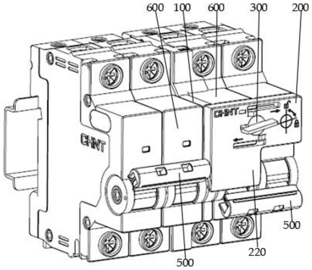 Mechanical interlocking device of circuit breaker and circuit breaker device