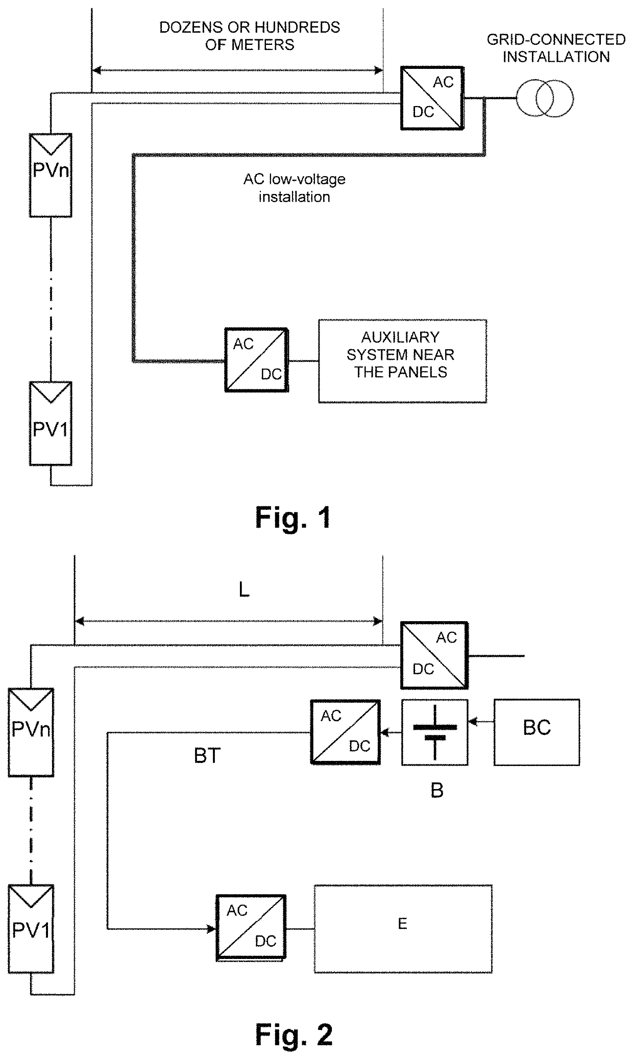 Installation for powering auxiliary equipment in electrical energy generation plants