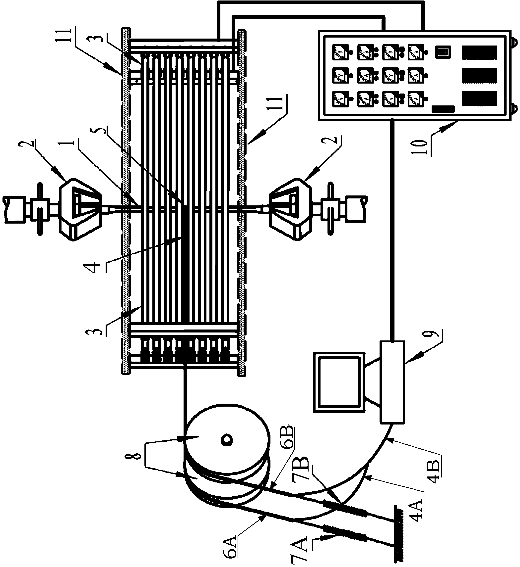 Dynamic temperature measuring device in high-temperature breaking strength tensile test