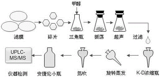 Method for the extraction, enrichment and quantification of trace pipemidic acid on suspended particulate matter in water