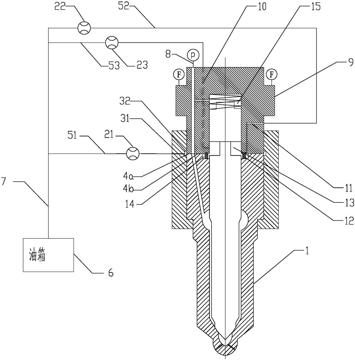 Device and method for measuring high pressure leakage of injector nozzle matching part