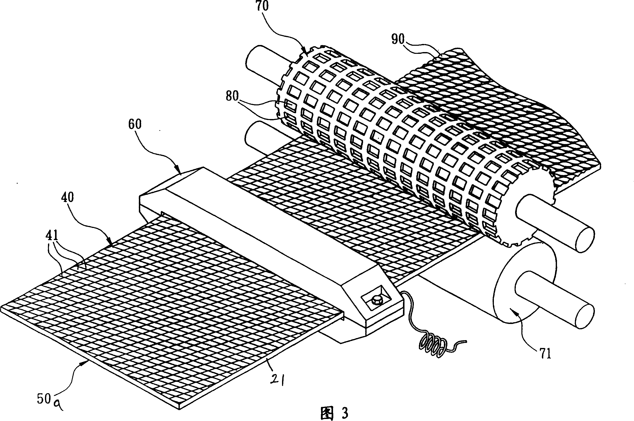 Continuous manufacture method for antiskid foamed material with stereo burr