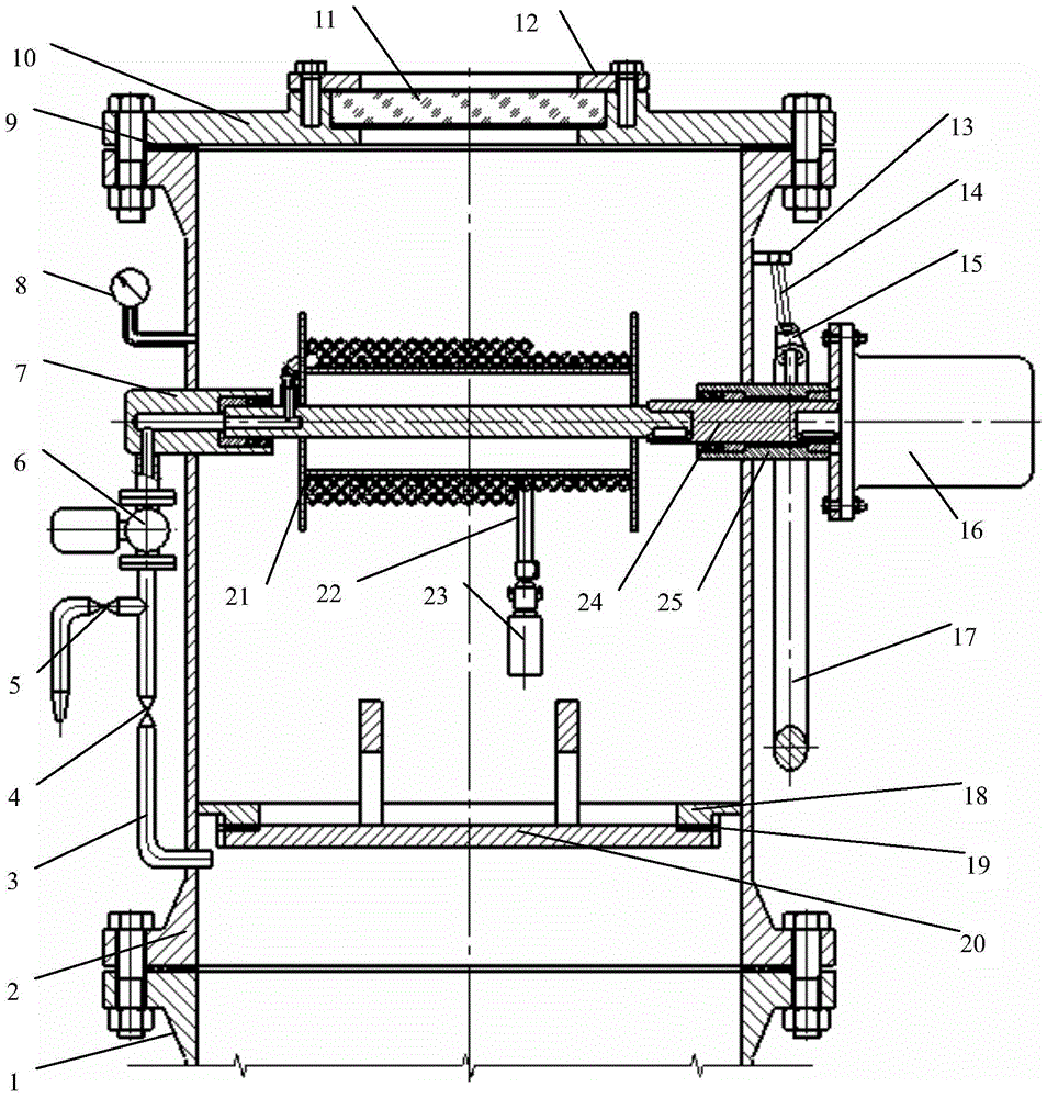 A device capable of sampling various media in a pressure vessel under pressure
