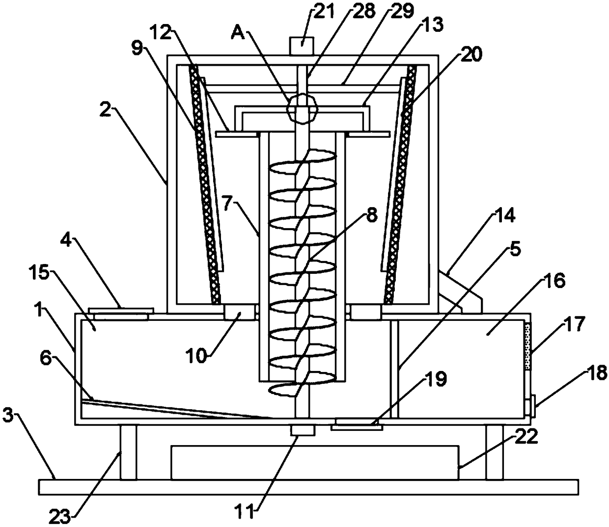 Agricultural bean grain reciprocating screening device