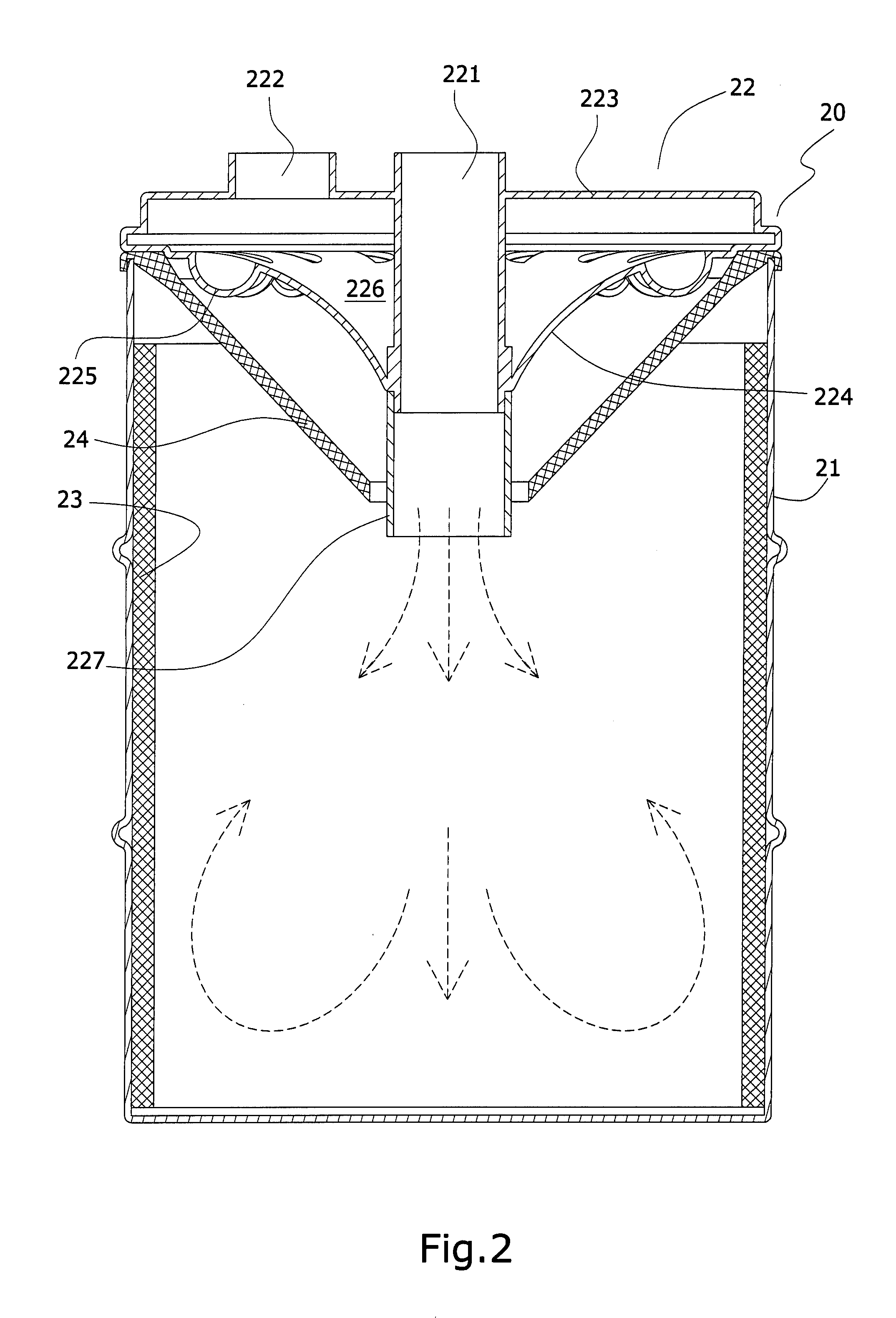 Structure of an impurities collecting bucket for an air separator and purifier