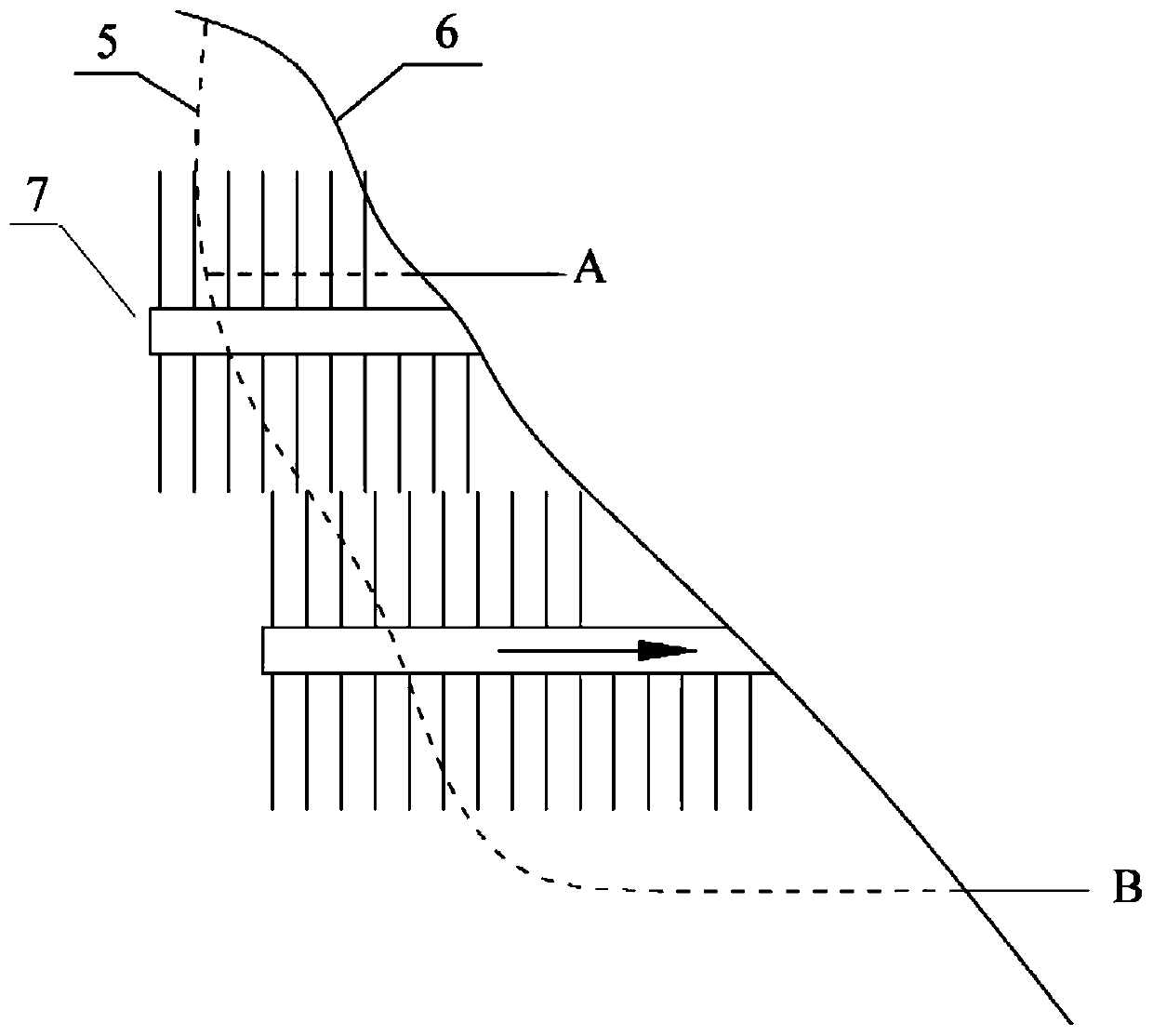 Side slope reinforcing drainage structure and reservoir shore collapse engineering treatment method
