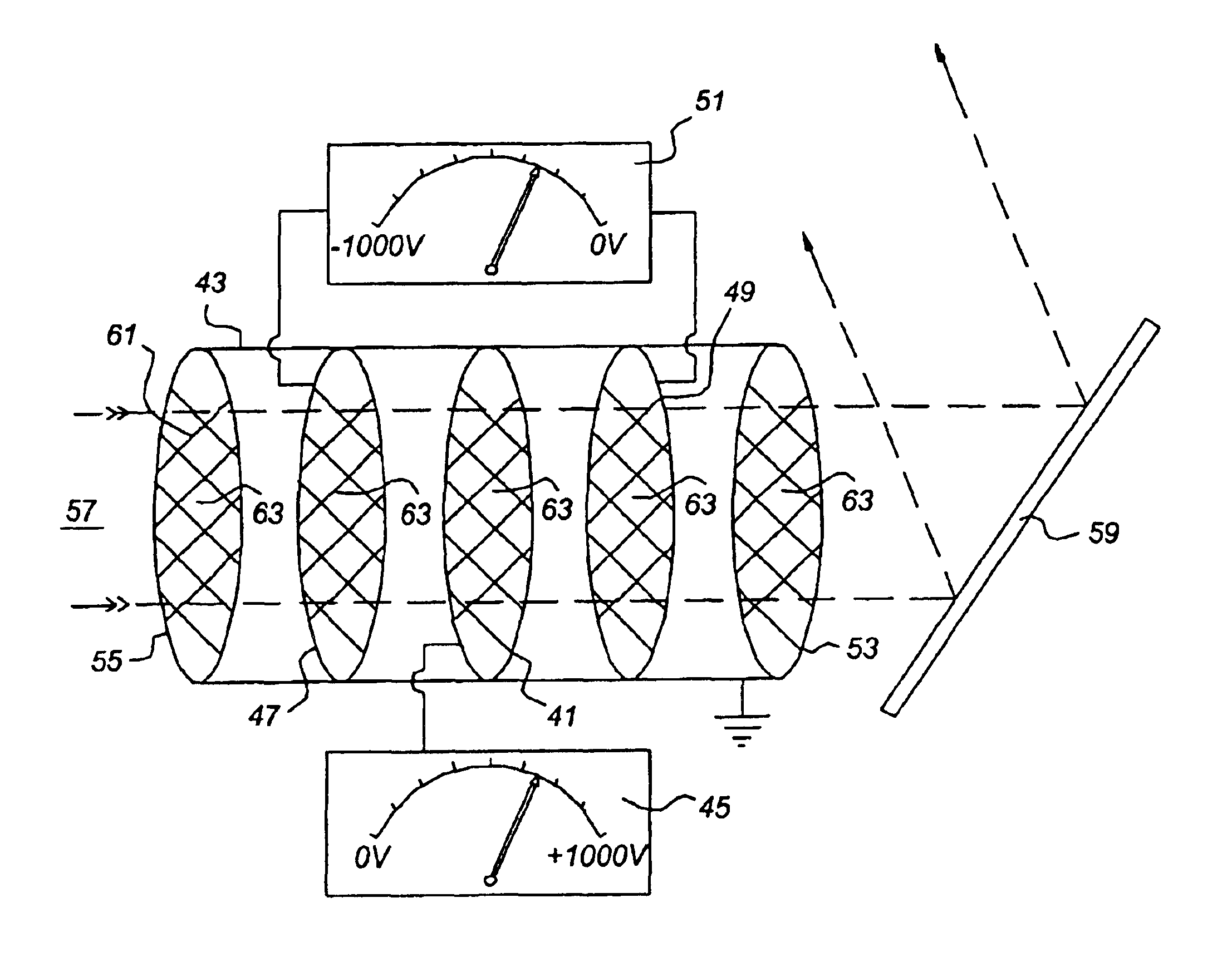 Lithographic projection apparatus with multiple suppression meshes
