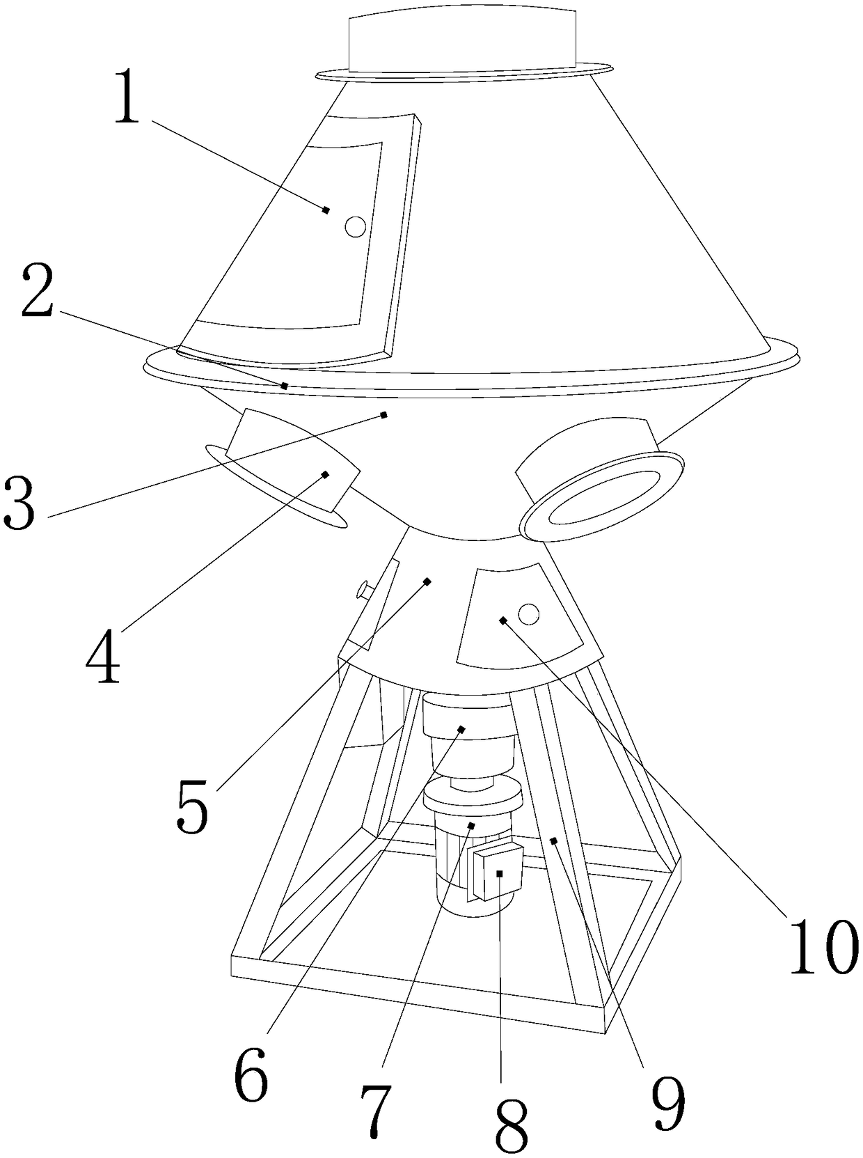 Dust-free feed production mixing device