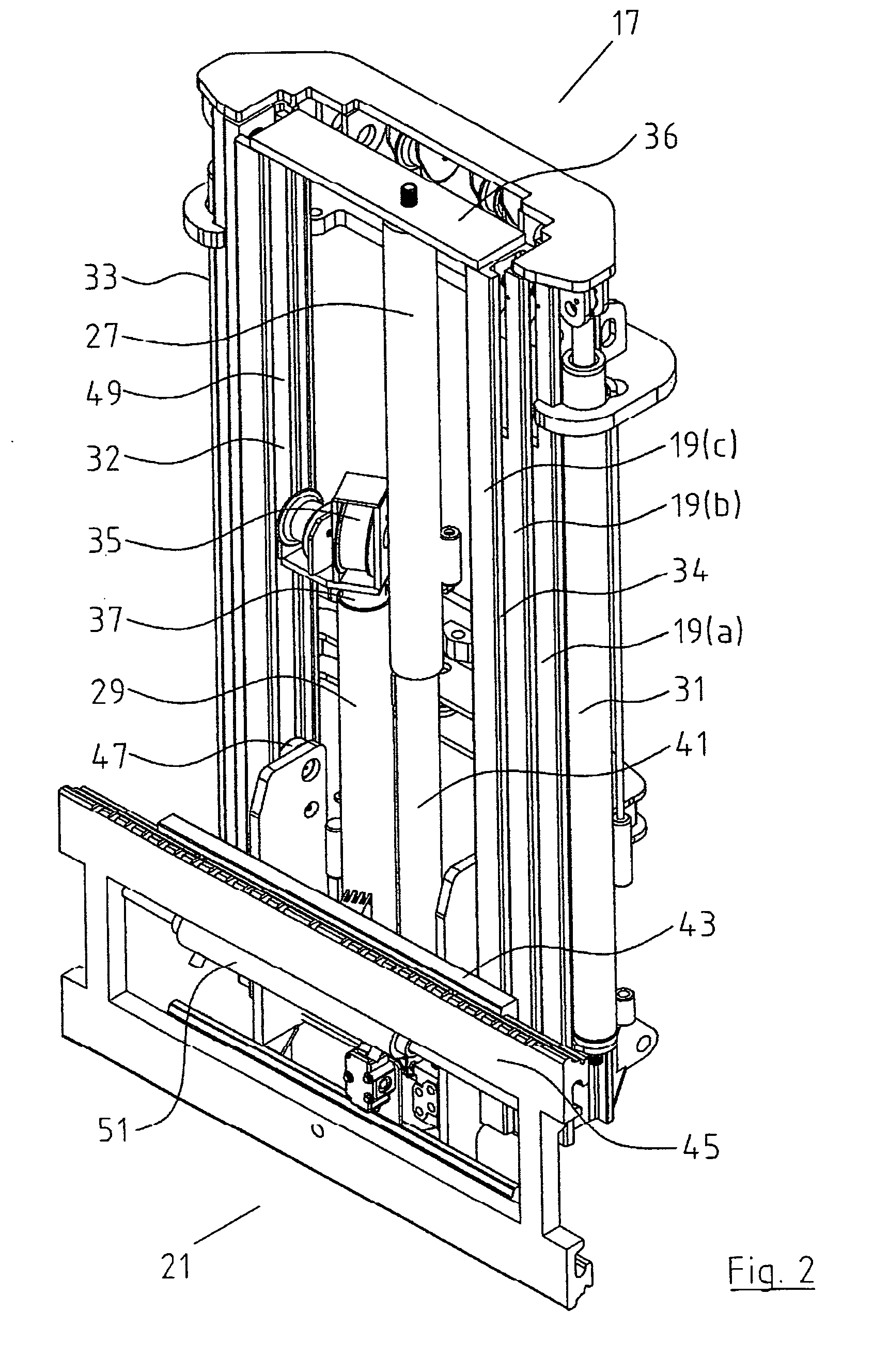 Truck mounted forklift with double-acting freelift mast