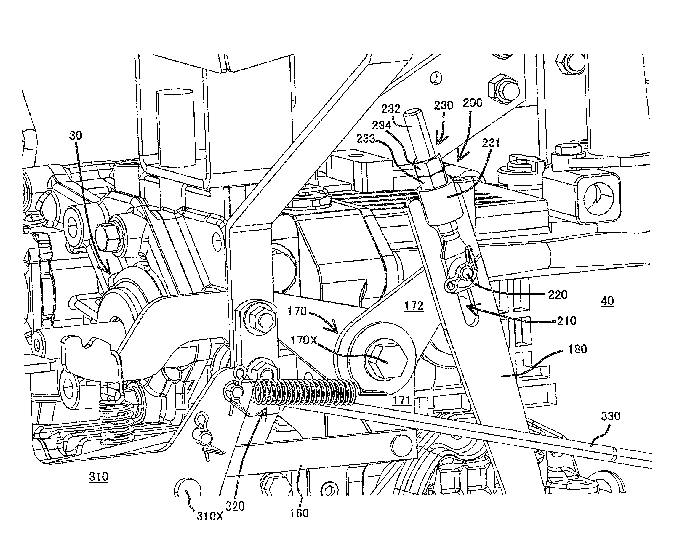 Brake operation structure and brake/differential-lock operation structure