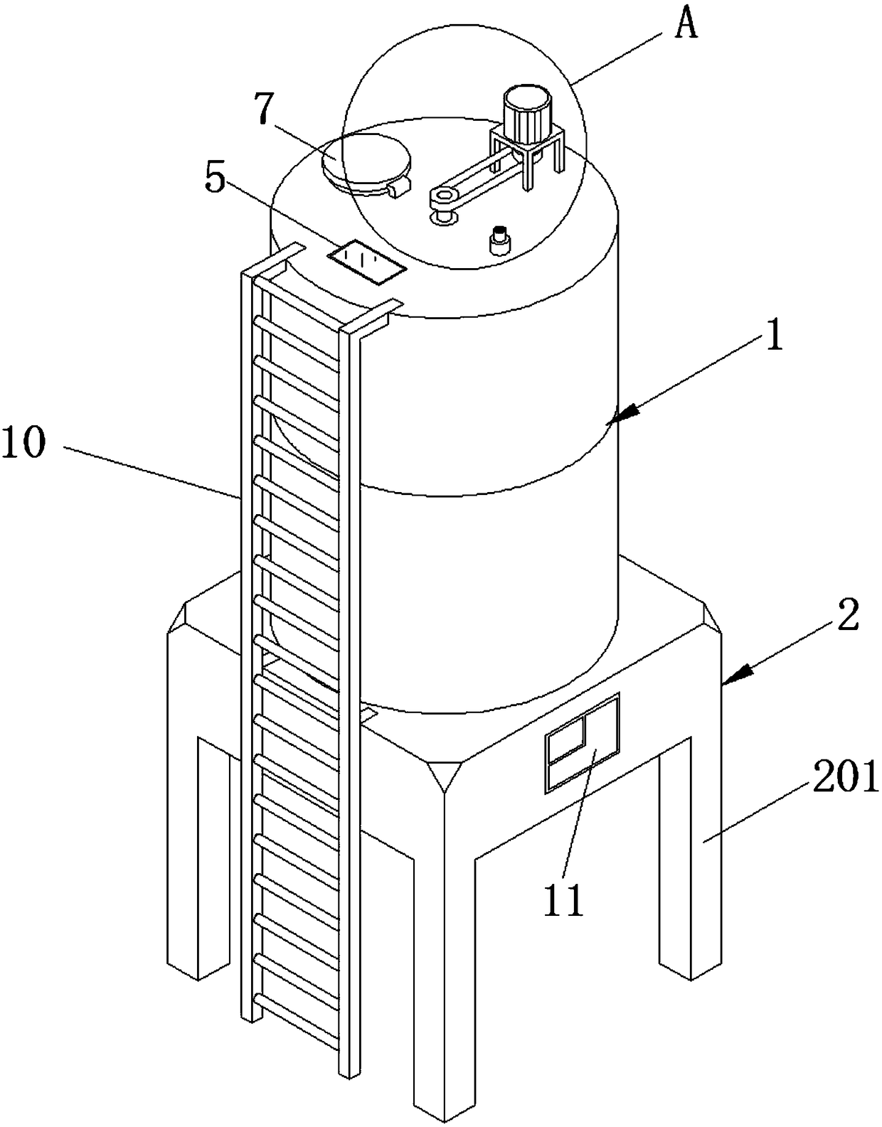 Vertical solid organic matter fermentation tank