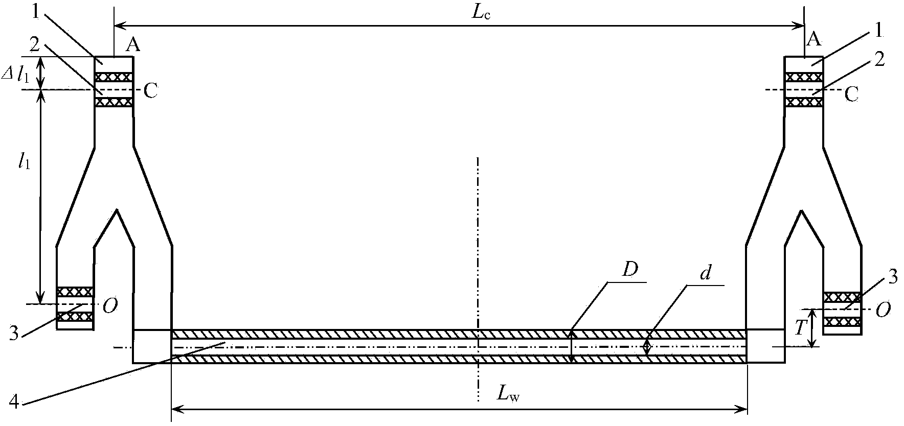Method for designing length of torsion pipe of external biasing non-coaxial cab stabilizer bar