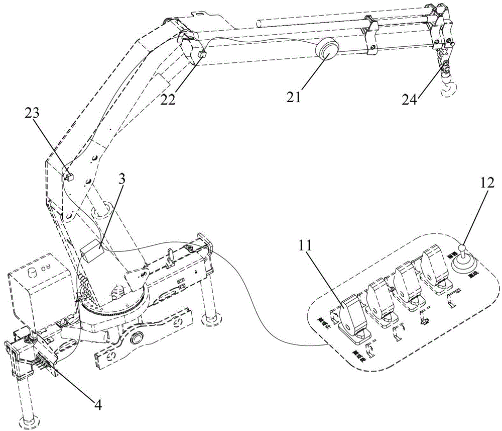 Linear hoisting device of goose-neck jib lorry-mounted crane and control method of linear hoisting device