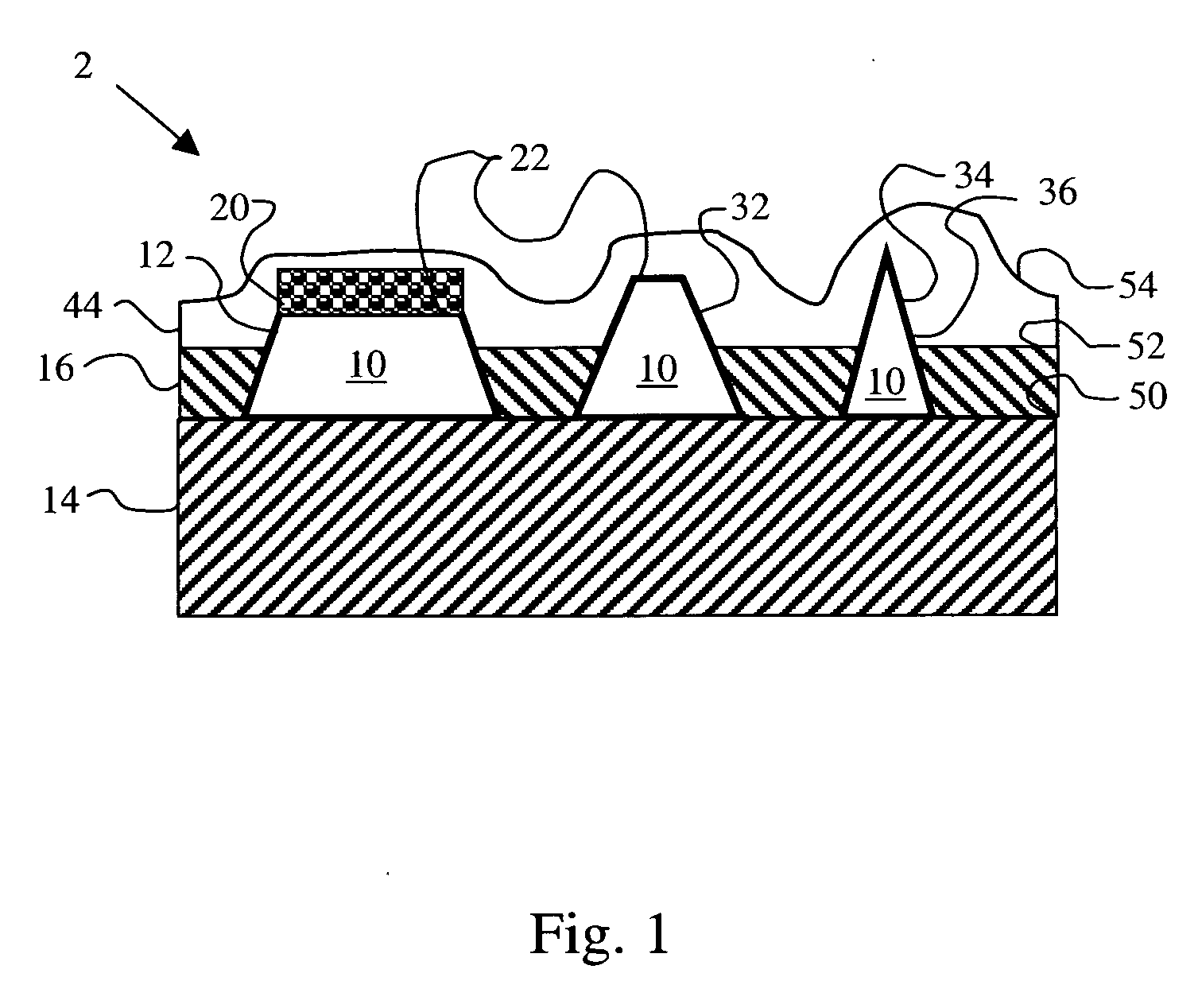 Faceted structure, article, sensor device, and method
