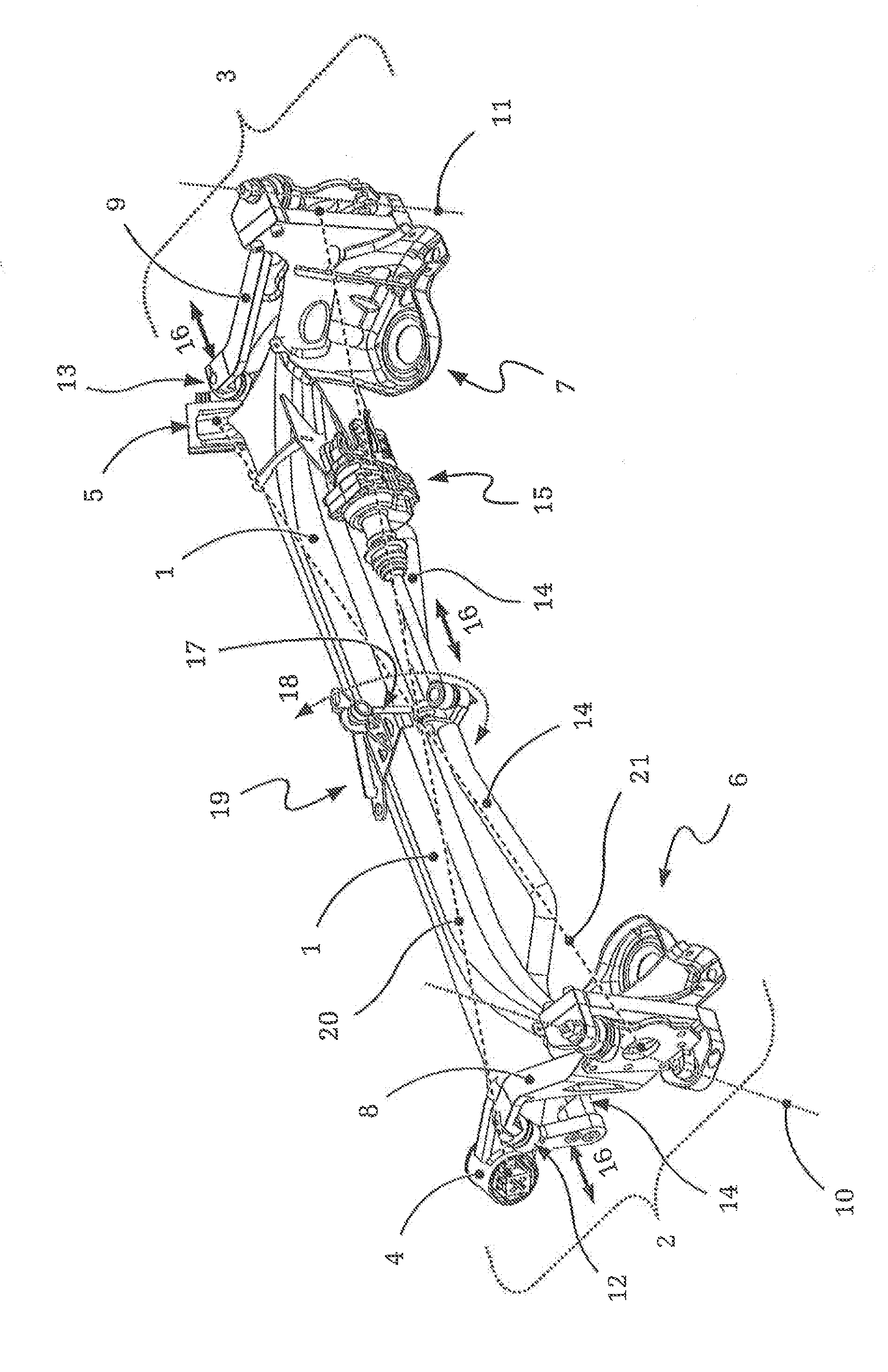 Steerable twist-beam rear suspension