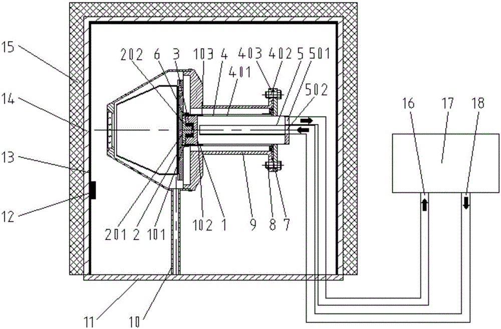 Double-temperature-zone baking device for split type dewar exhaust and realization method thereof