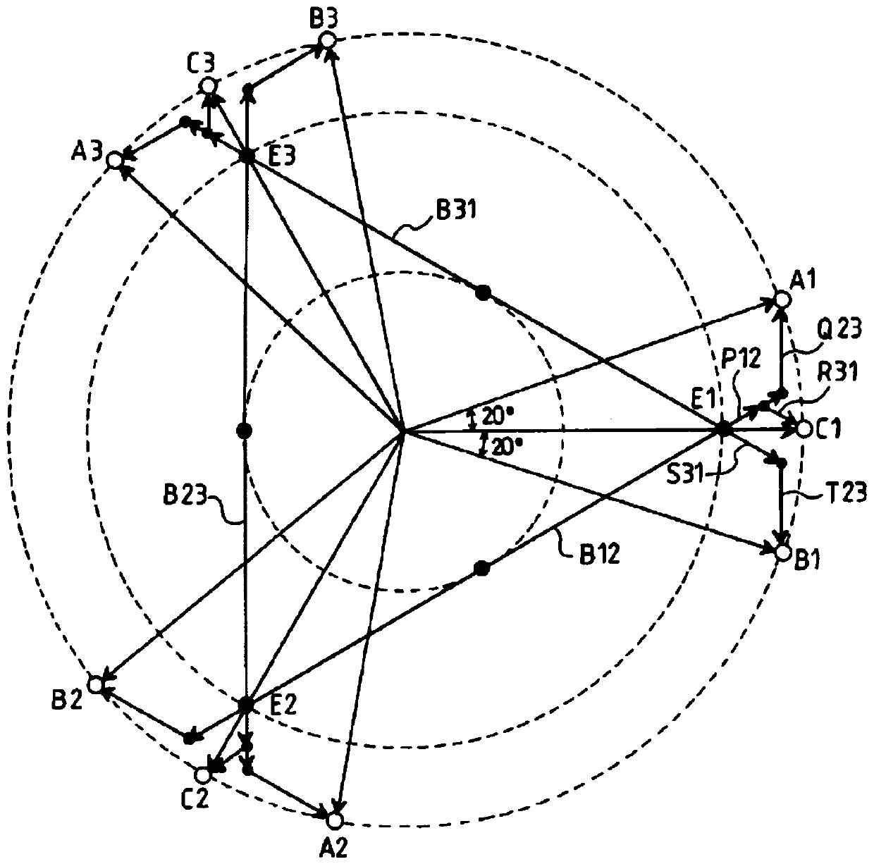 Design scheme of three-phase to nine-phase step-up step-down auto-coupling phase-shifting transformer