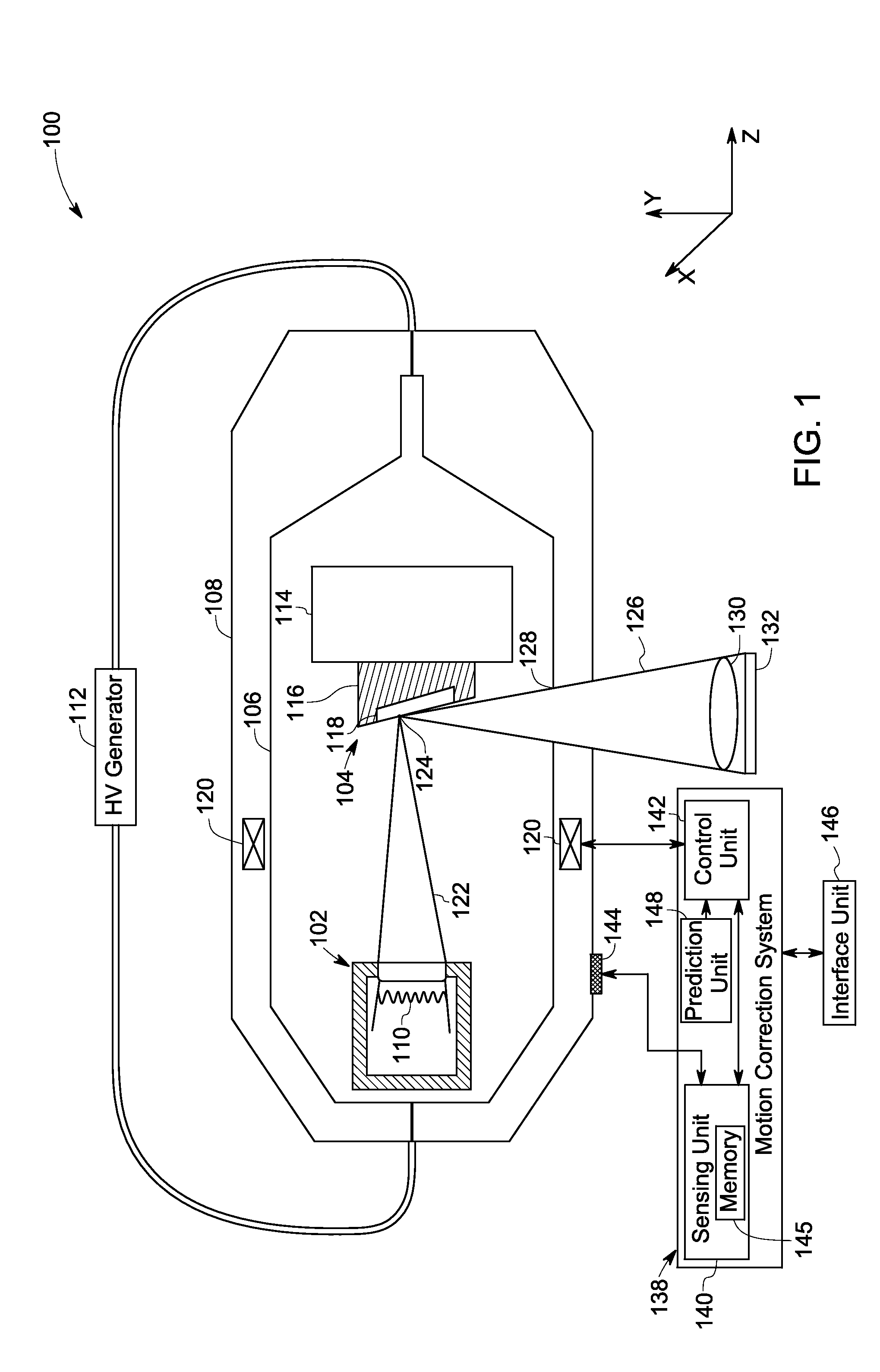 Motion correction system and method for an x-ray tube