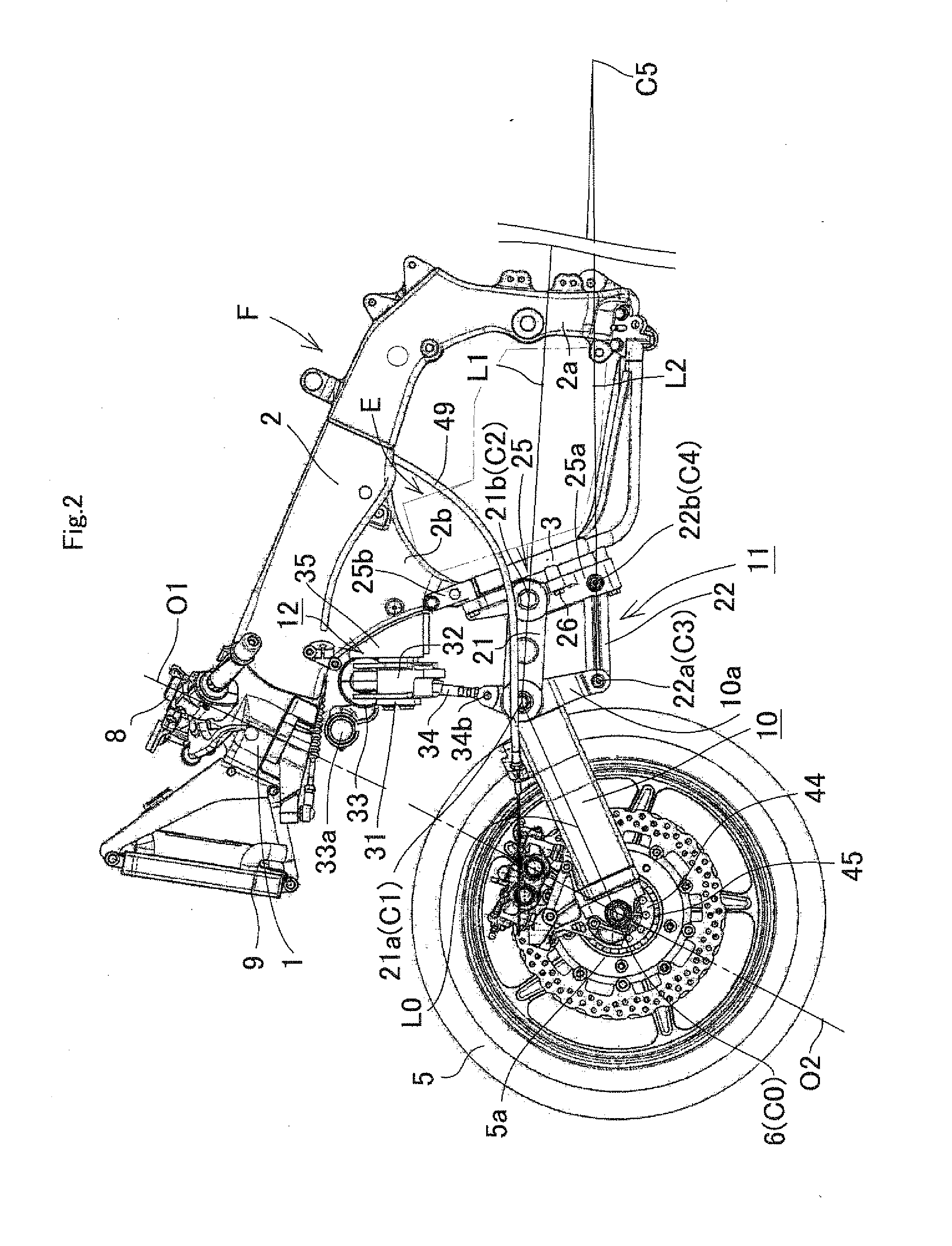 Front wheel supporting structure for straddle-type vehicle