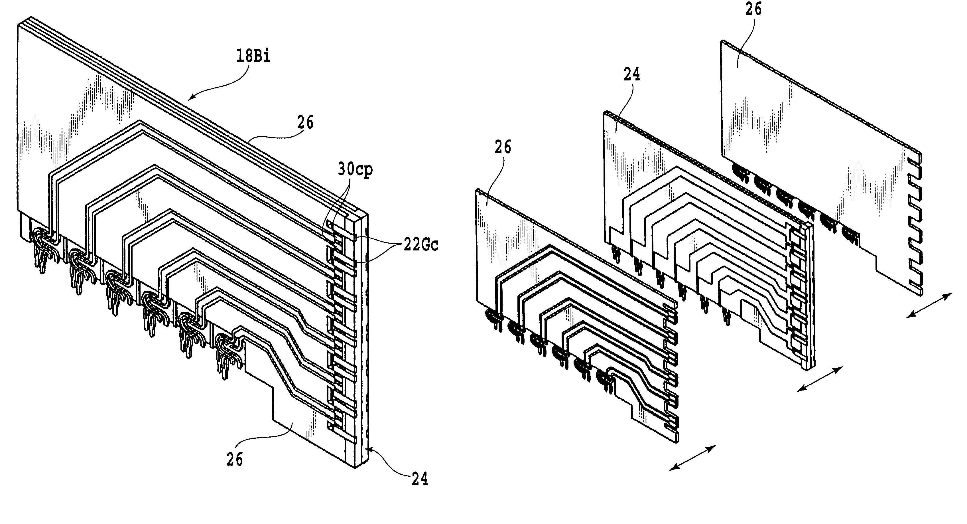 High speed transmission connector with surfaces of ground terminal sections and transmission paths in a common plane