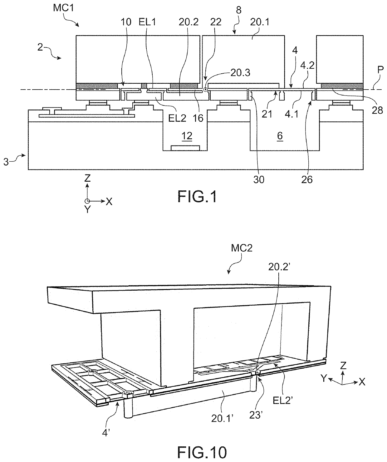 Microelectromechanical microphone with reduced overall size