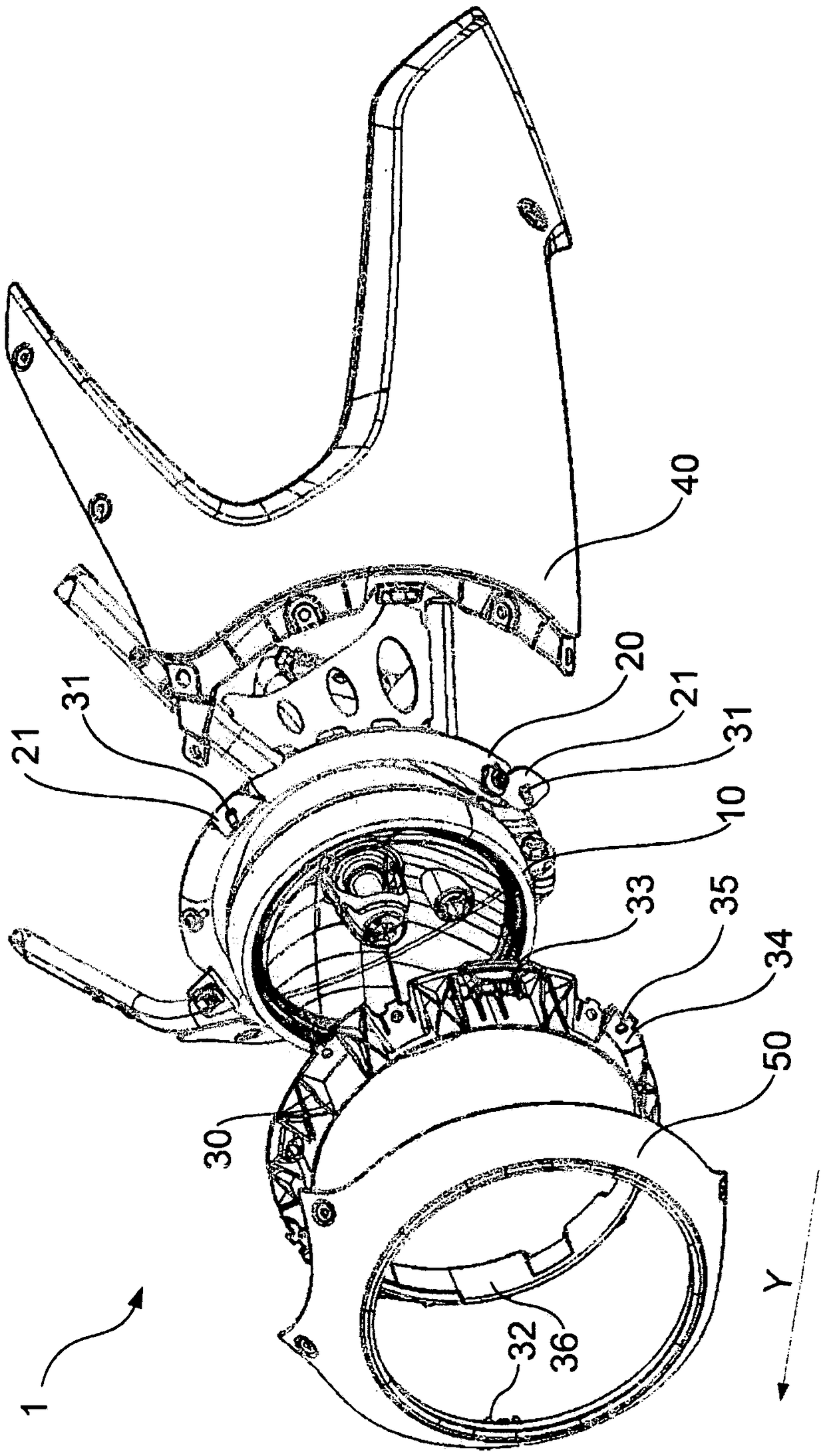 Tolerance-compensation frame for joining around headlamps