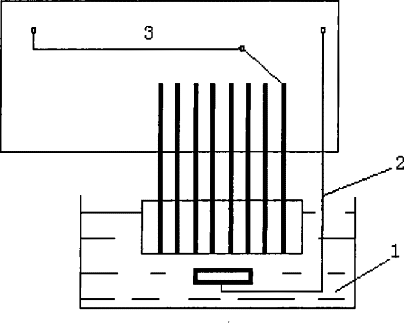 Multi-electrode test probe direct dipping fast assessing method for anti-rust performance of soft membrane antirust oil