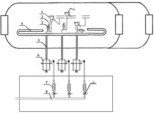 Oxygen exhaust and gas-water filter system of hyperbaric oxygen cabin