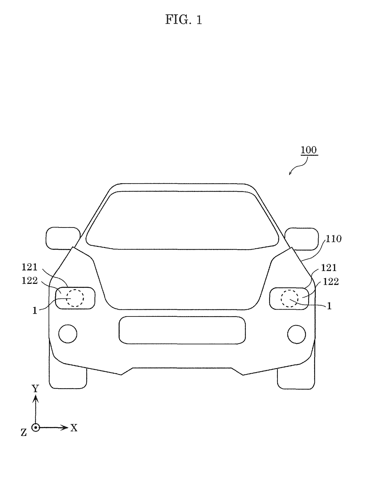 Lighting apparatus, automobile, and projection lens