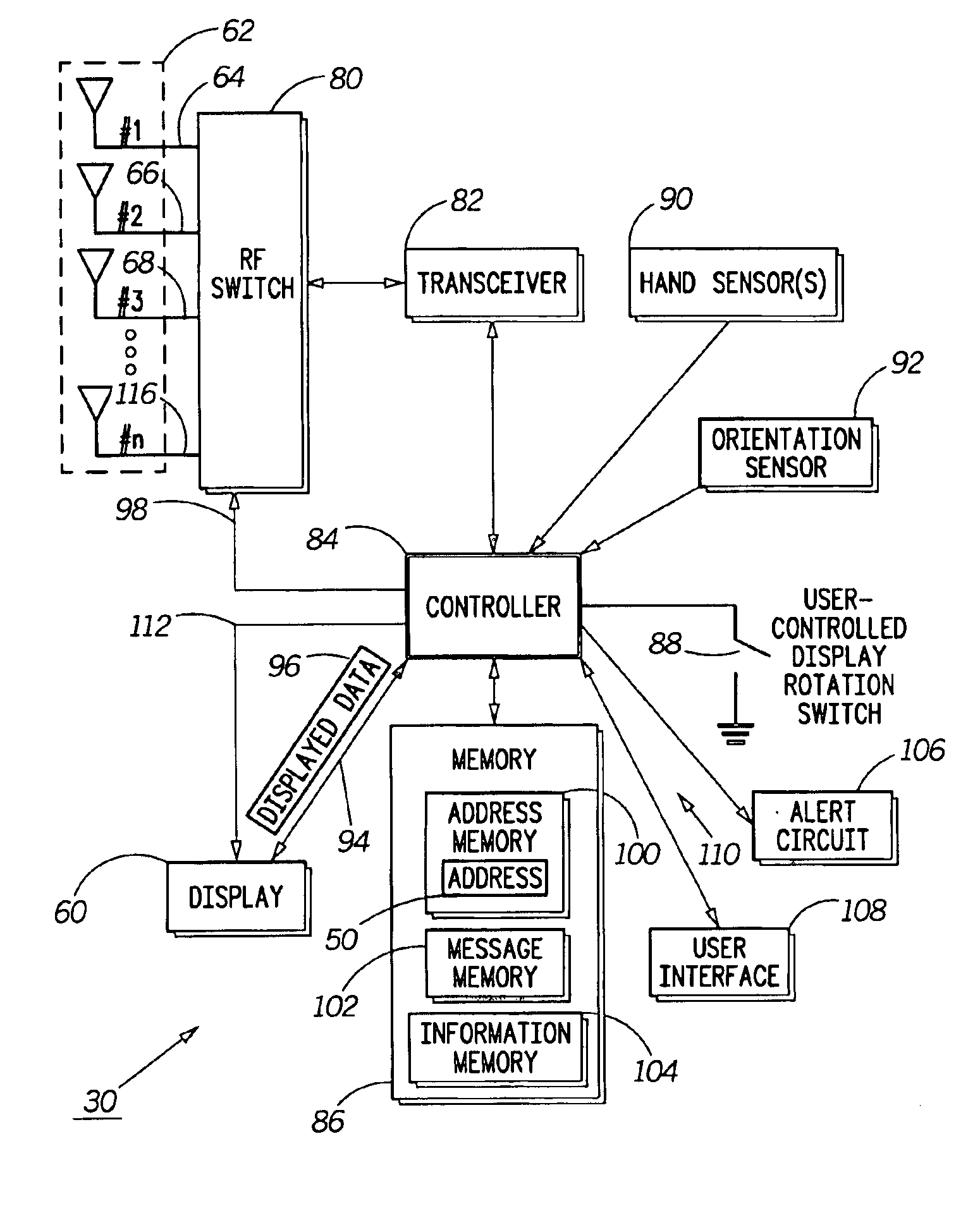 Antenna system for a wireless information device