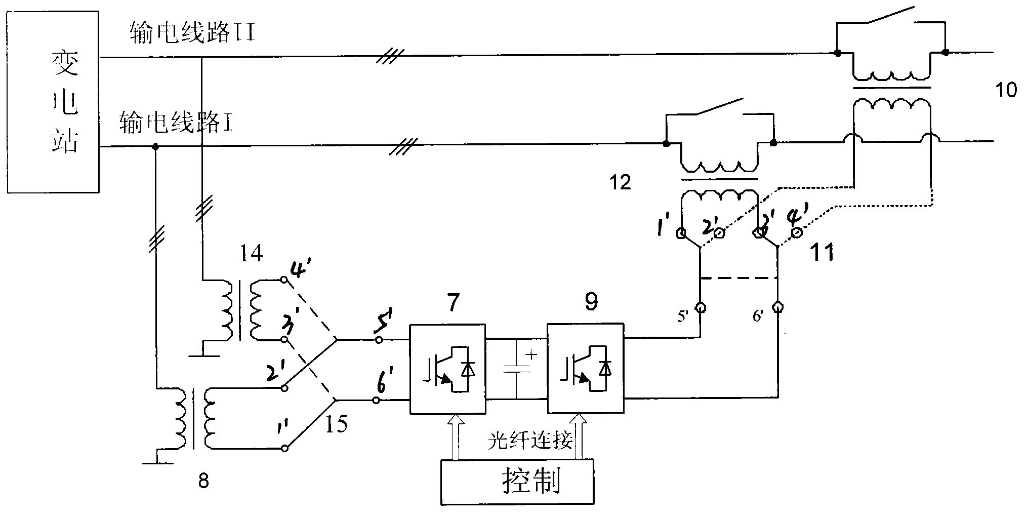 Convertible static compensator provided with modular multilevel converter structure
