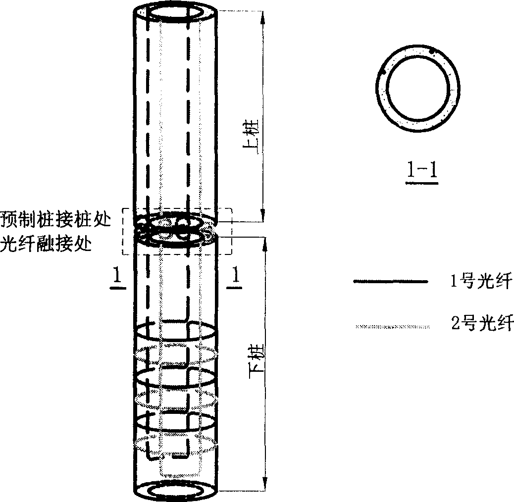 Distributive optical fiber detecting method and system for prefabricated pile damage