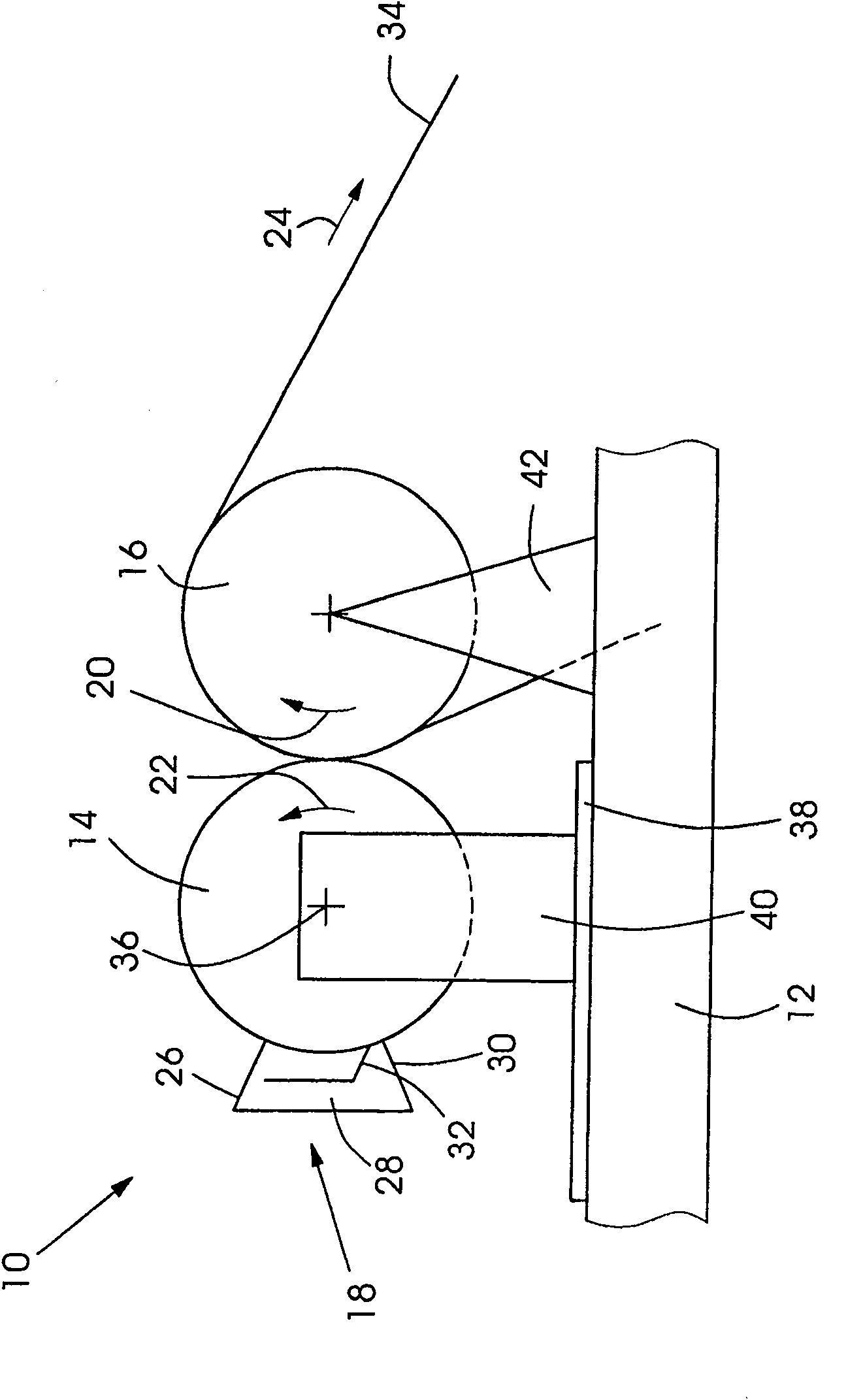 Printed gravure device used for rolling print stock, gravure device component and printer