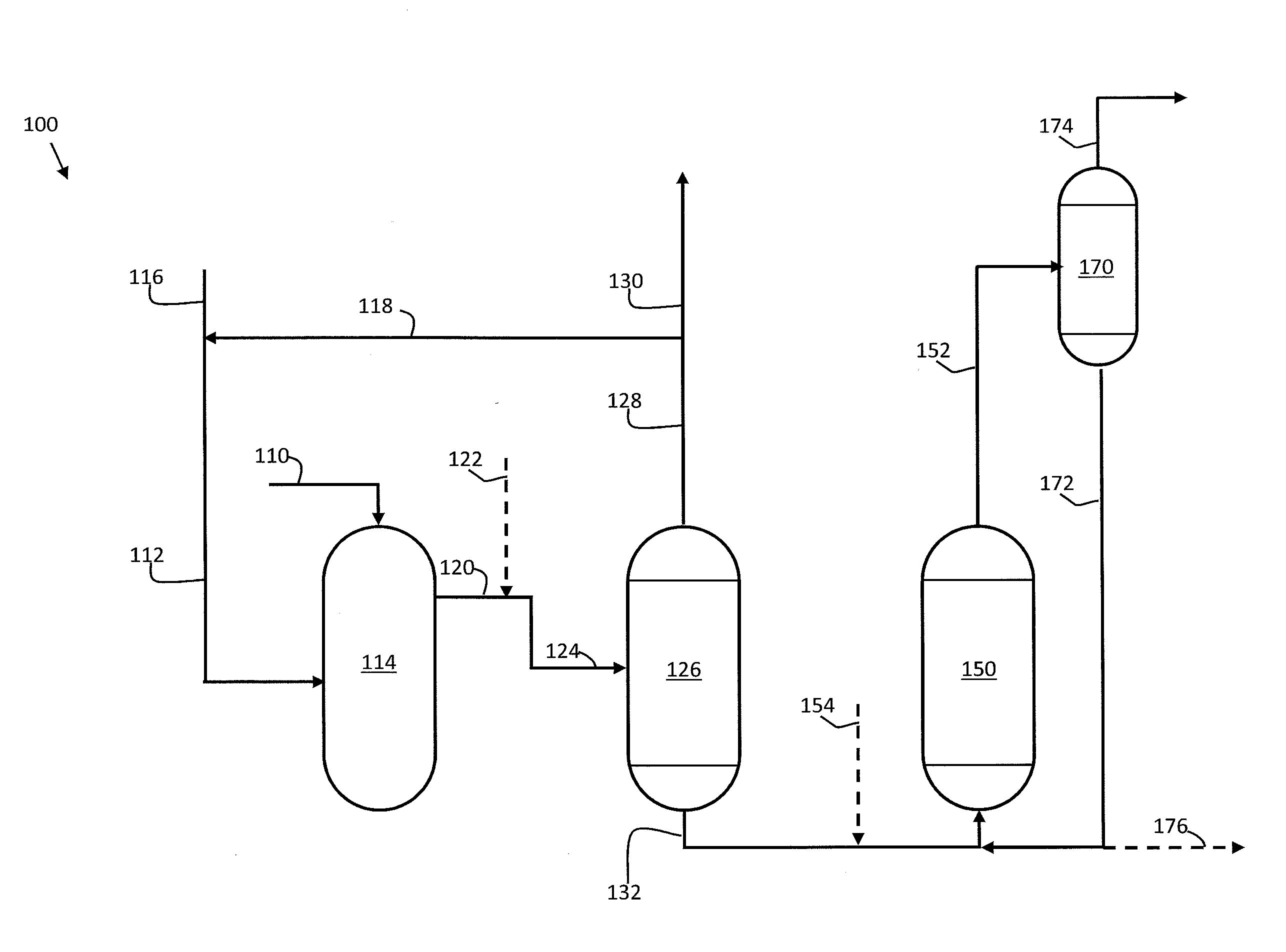 Slurry bed hydroprocessing and system using feedstock containing dissolved hydrogen