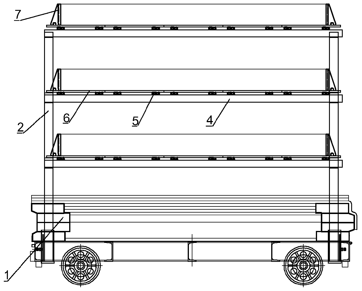 Side wall structure kiln tool of foamed ceramic firing kiln car frame kiln tool system