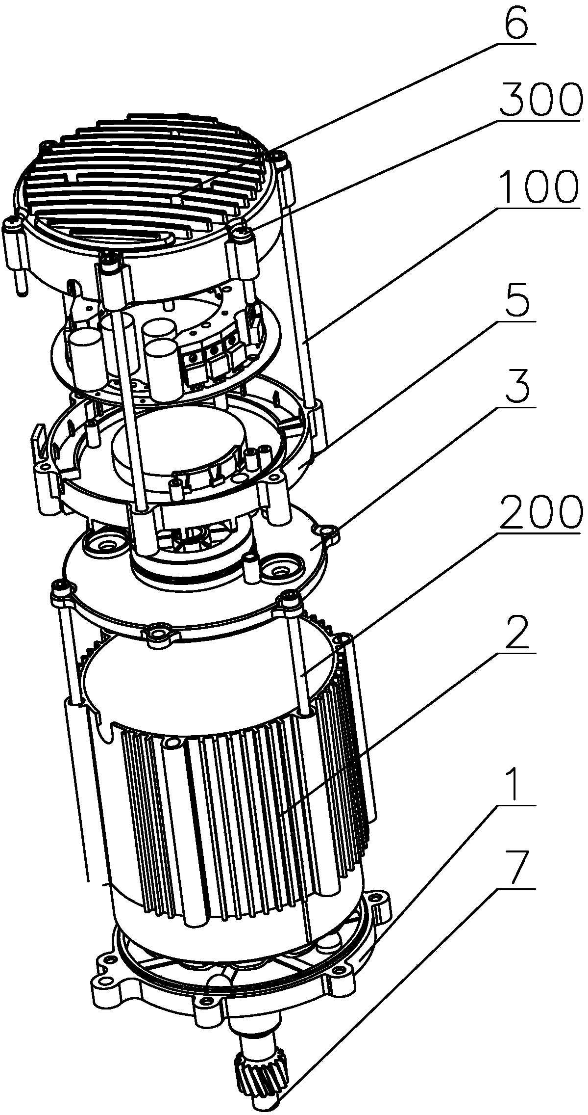 Integrally structured motor and controller assembly