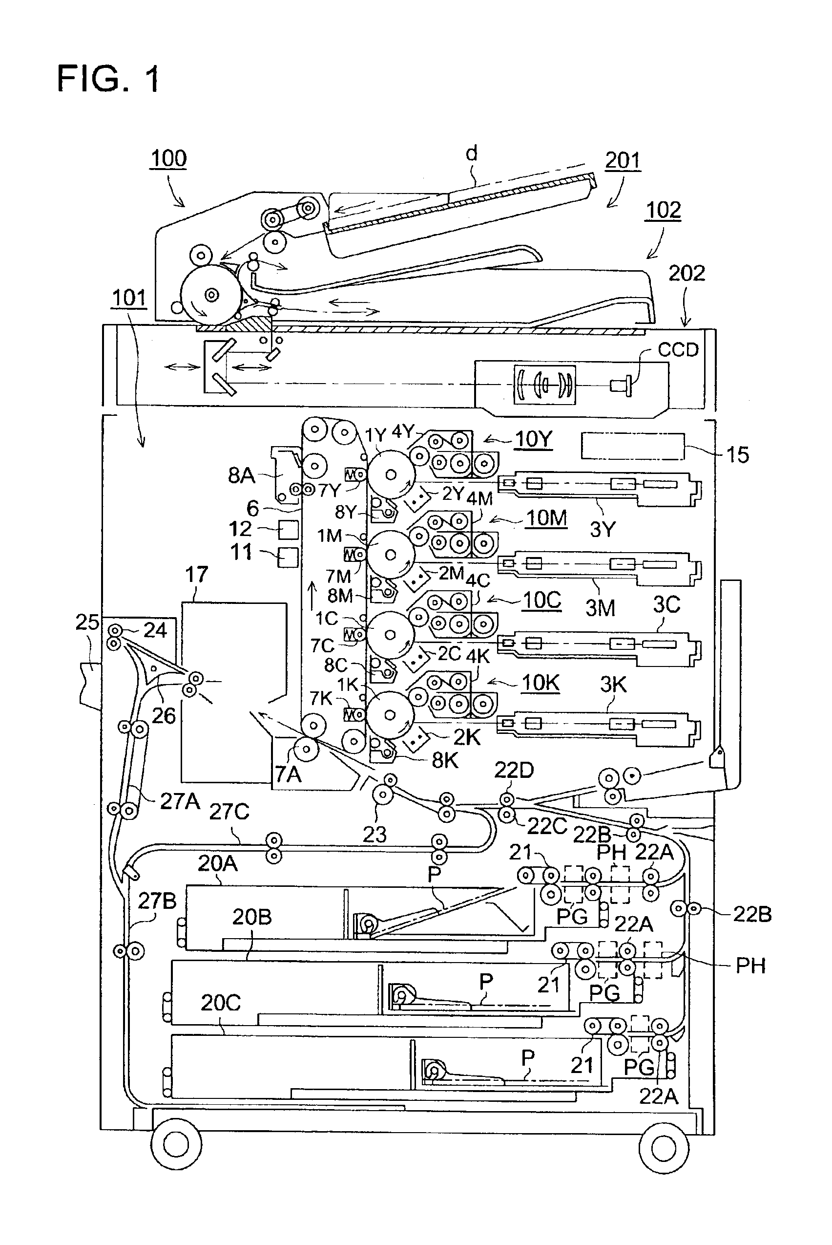 Color image forming apparatus using registration marks