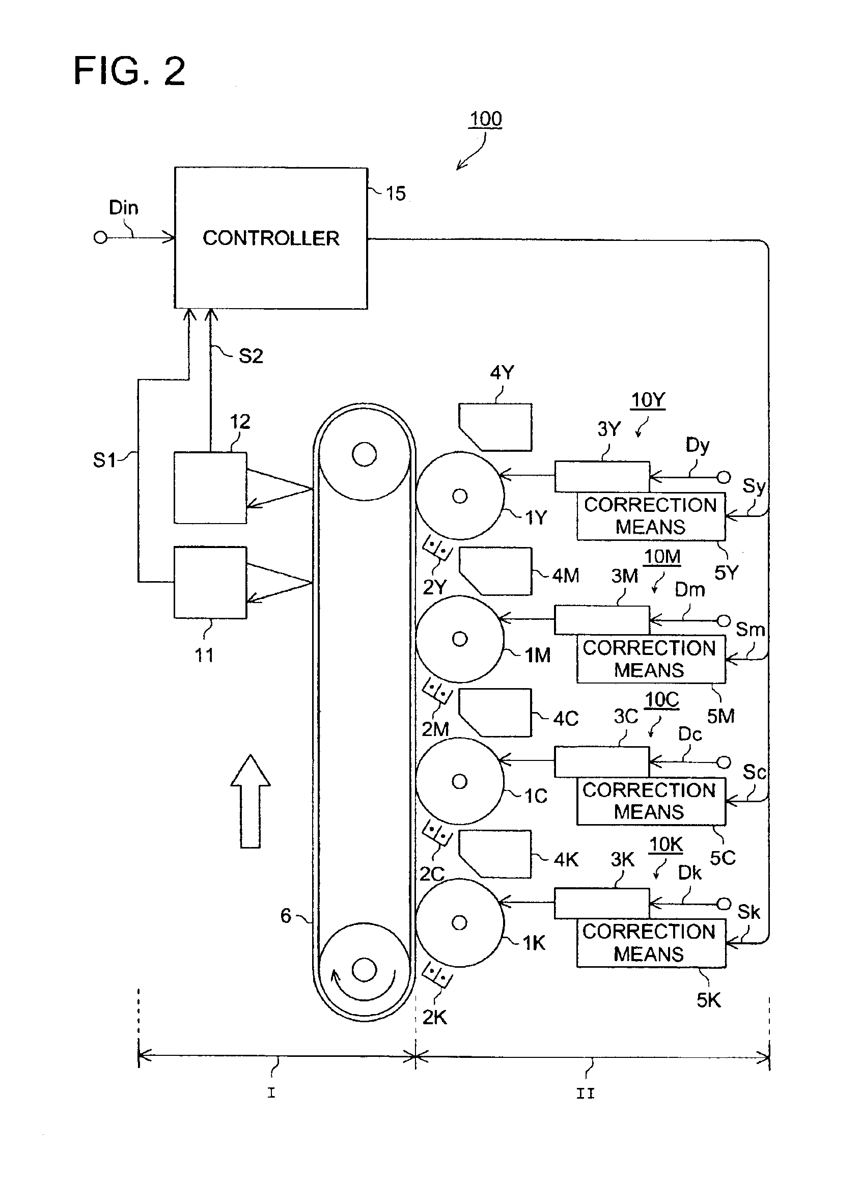 Color image forming apparatus using registration marks
