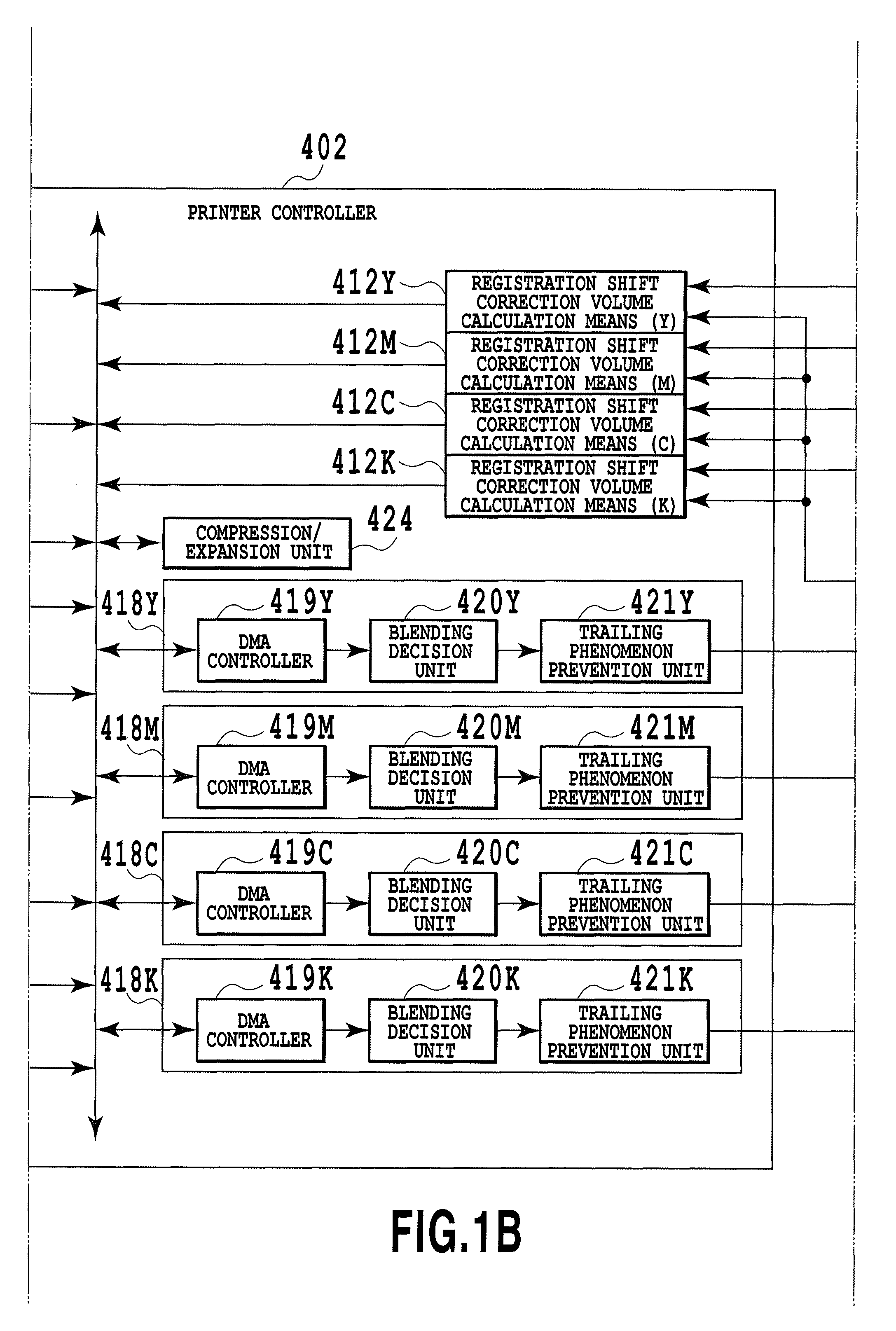 Apparatus and method for correcting registration errors and trailing phenomenon in a printed image