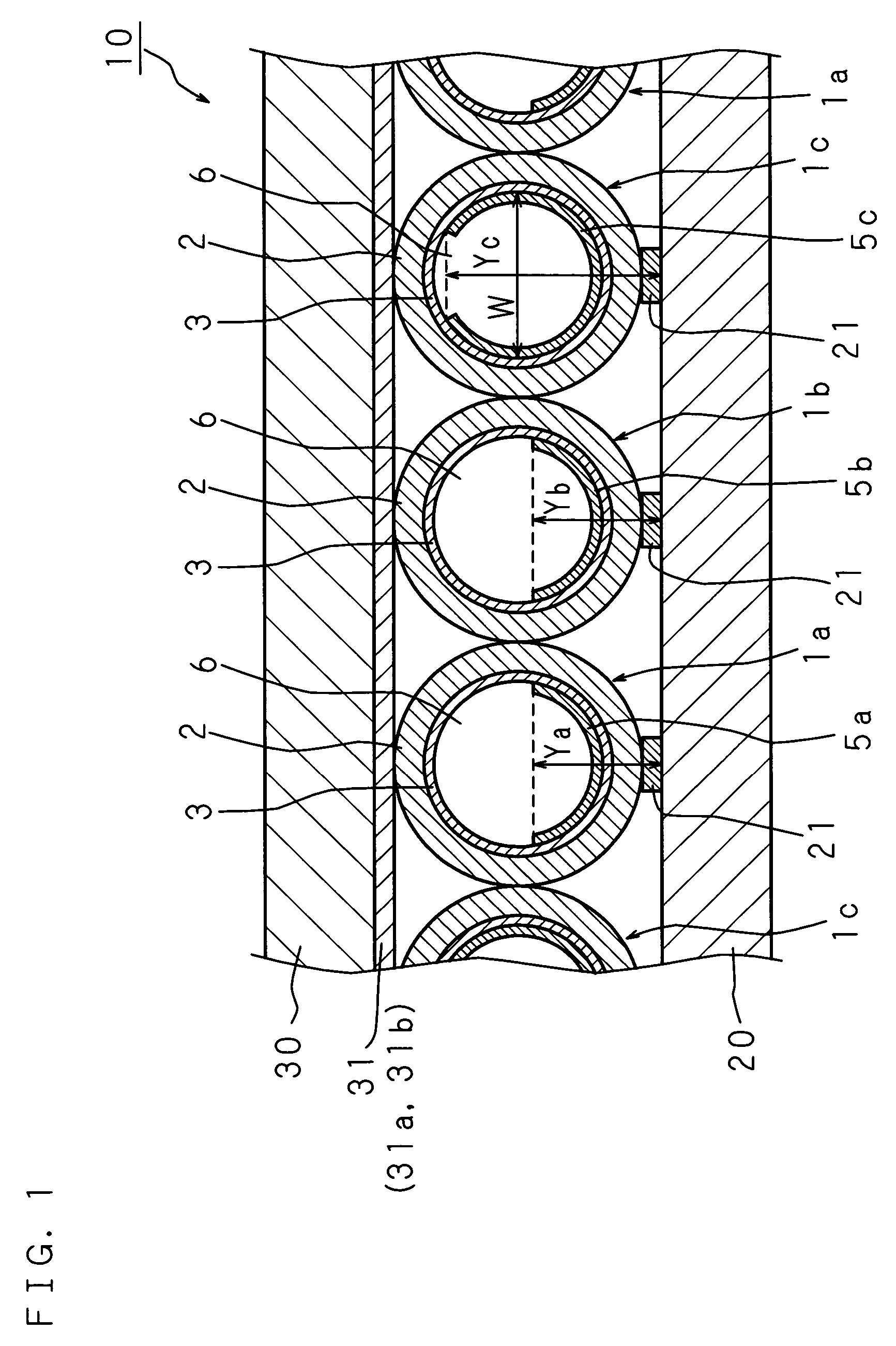 Display device with varying phosphor structure