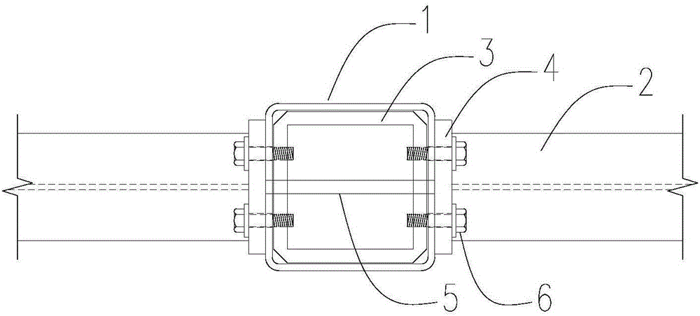 Rectangular steel pipe column and H-shaped steel beam inner sleeve type unilateral bolt connection node