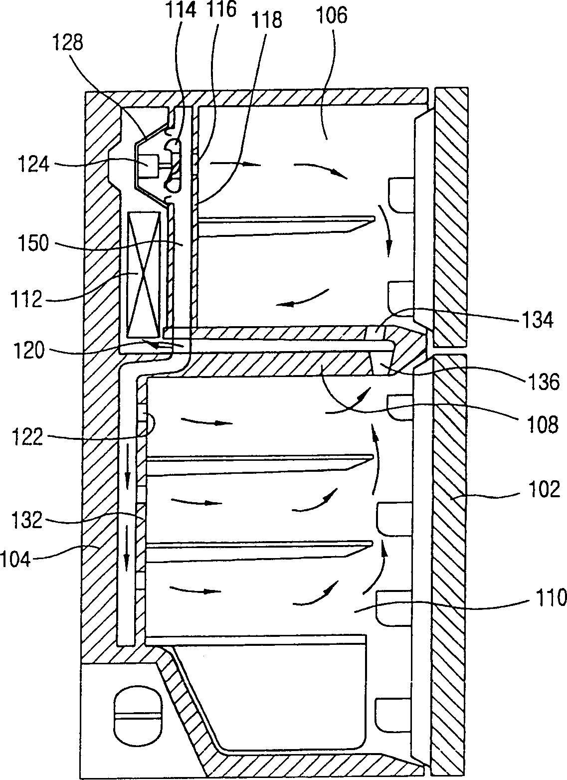 Cooling air blowing device of refrigerator