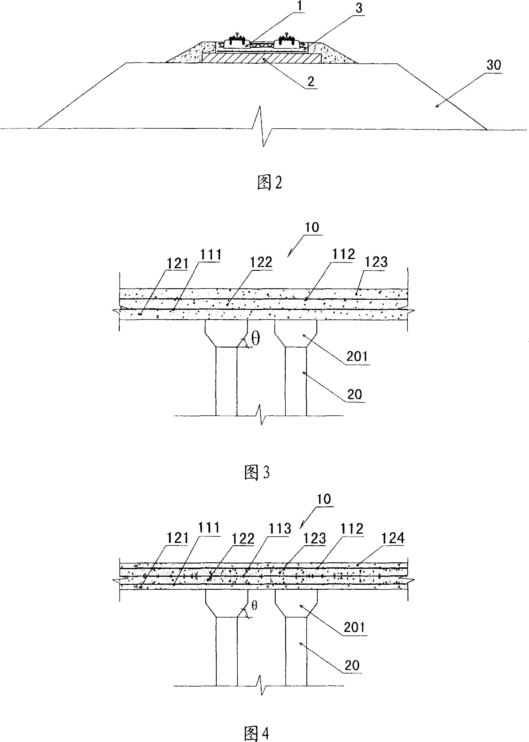 Slag-free orbit reinforced concrete pile net structure roadbed and construction method thereof